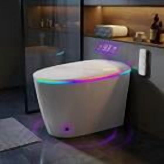 Smart Toilet All-in-One Bidet with Auto-Open Lid, Heated Seat, and Warm Air Dryer (White) odykv