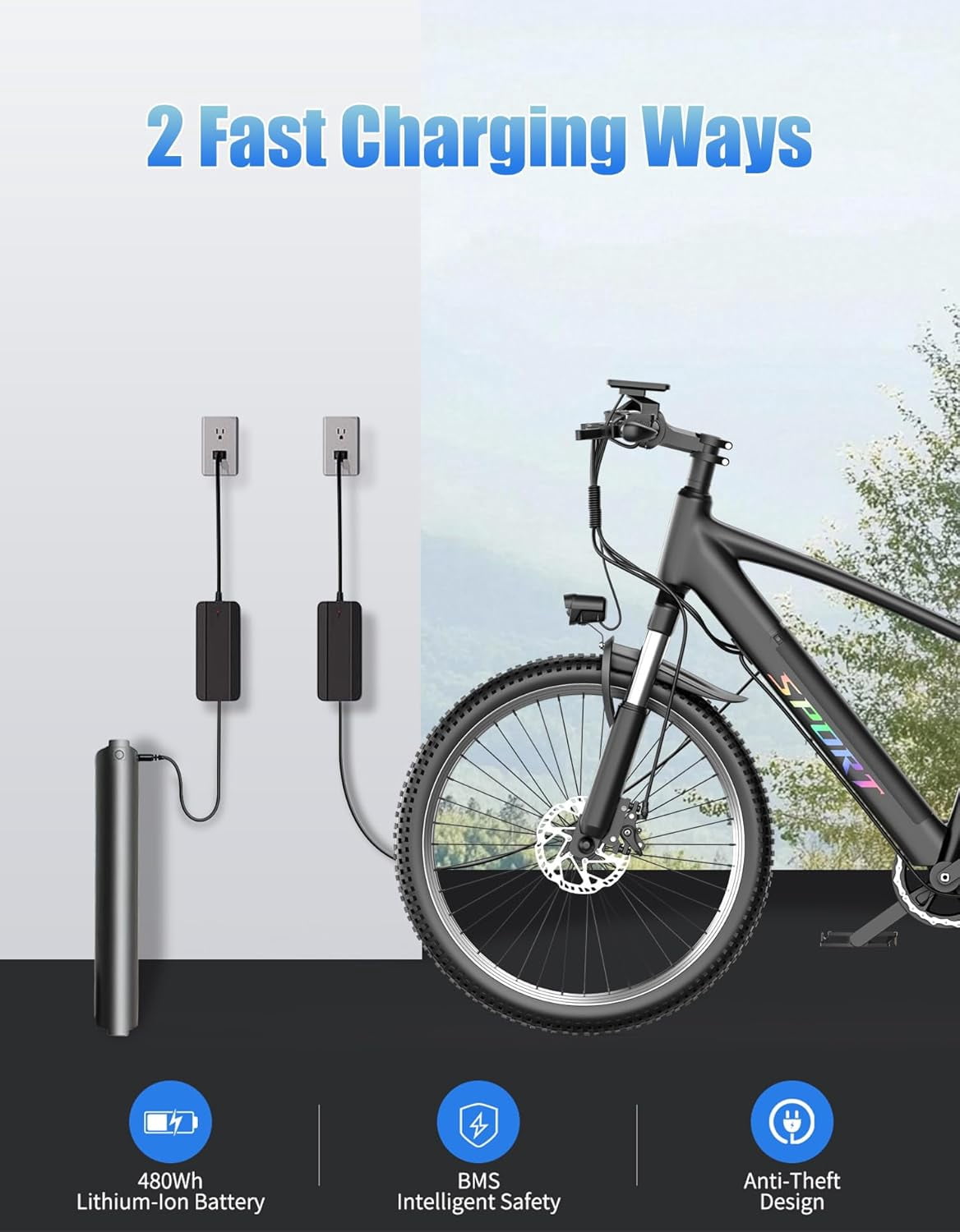 Pikabike Electric Mountain Bike, 1500W Motor Off-Road E-Bike for Adults, 48V 12Ah Removable Battery (Black, 26 in) q29jp