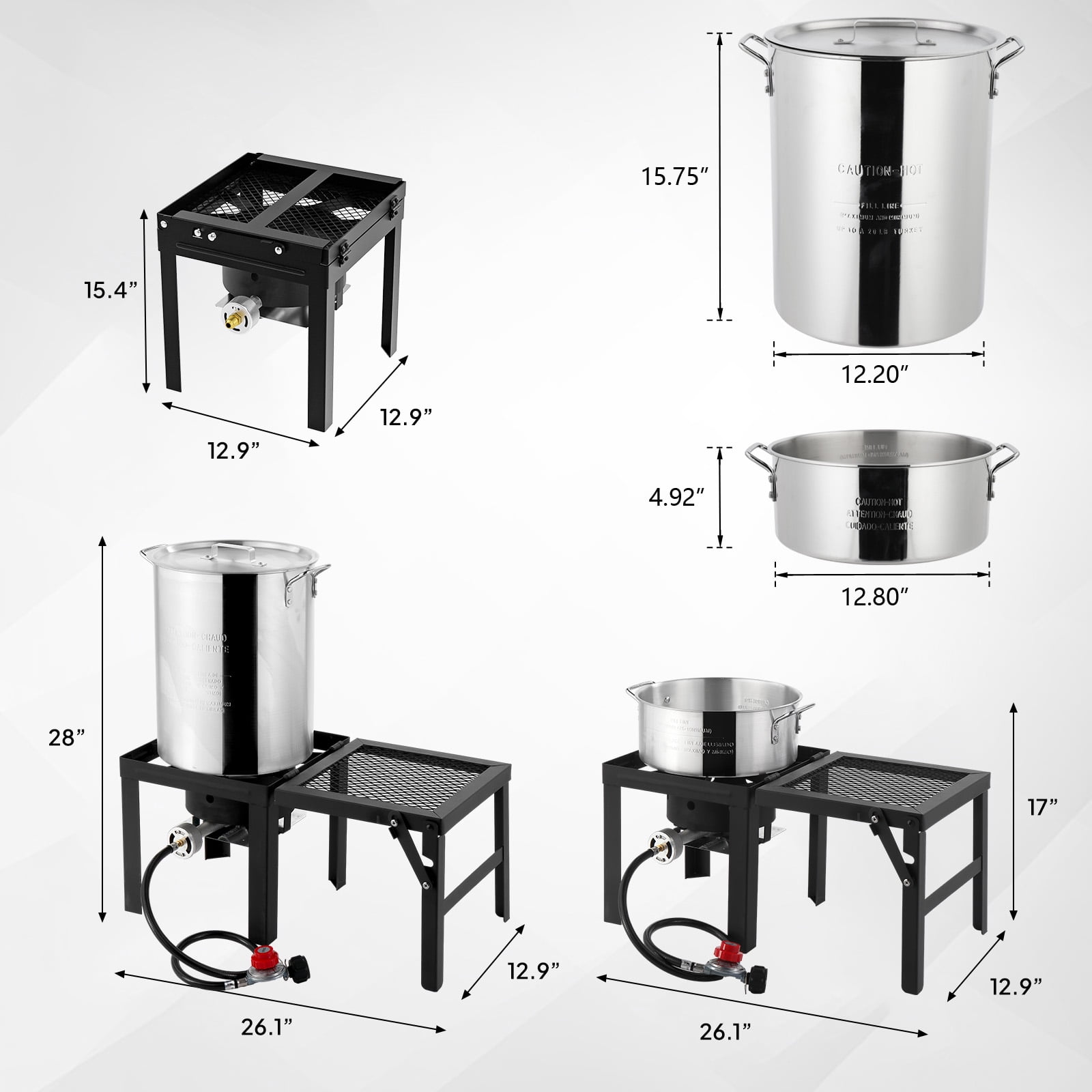 Zimtown Outdoor Turkey Fryer and Boiling Pot Set with Folding Side Table and Thermometer (30 qt, 10 qt) reftl