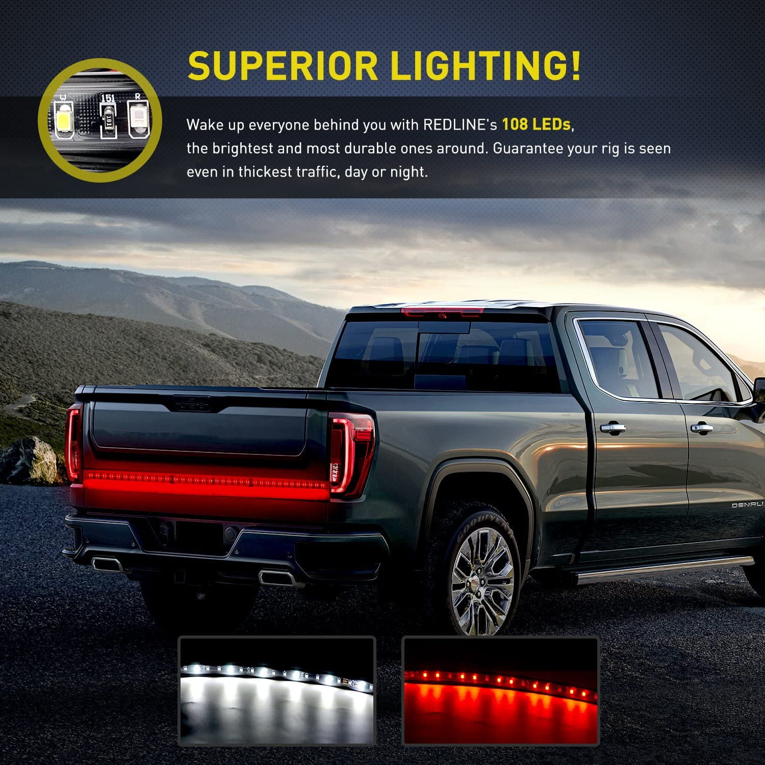 Nilight LED Tailgate Light Strip with Brake, Turn Signal, and Reverse Functions (Red/White, 49 in) bz1wl
