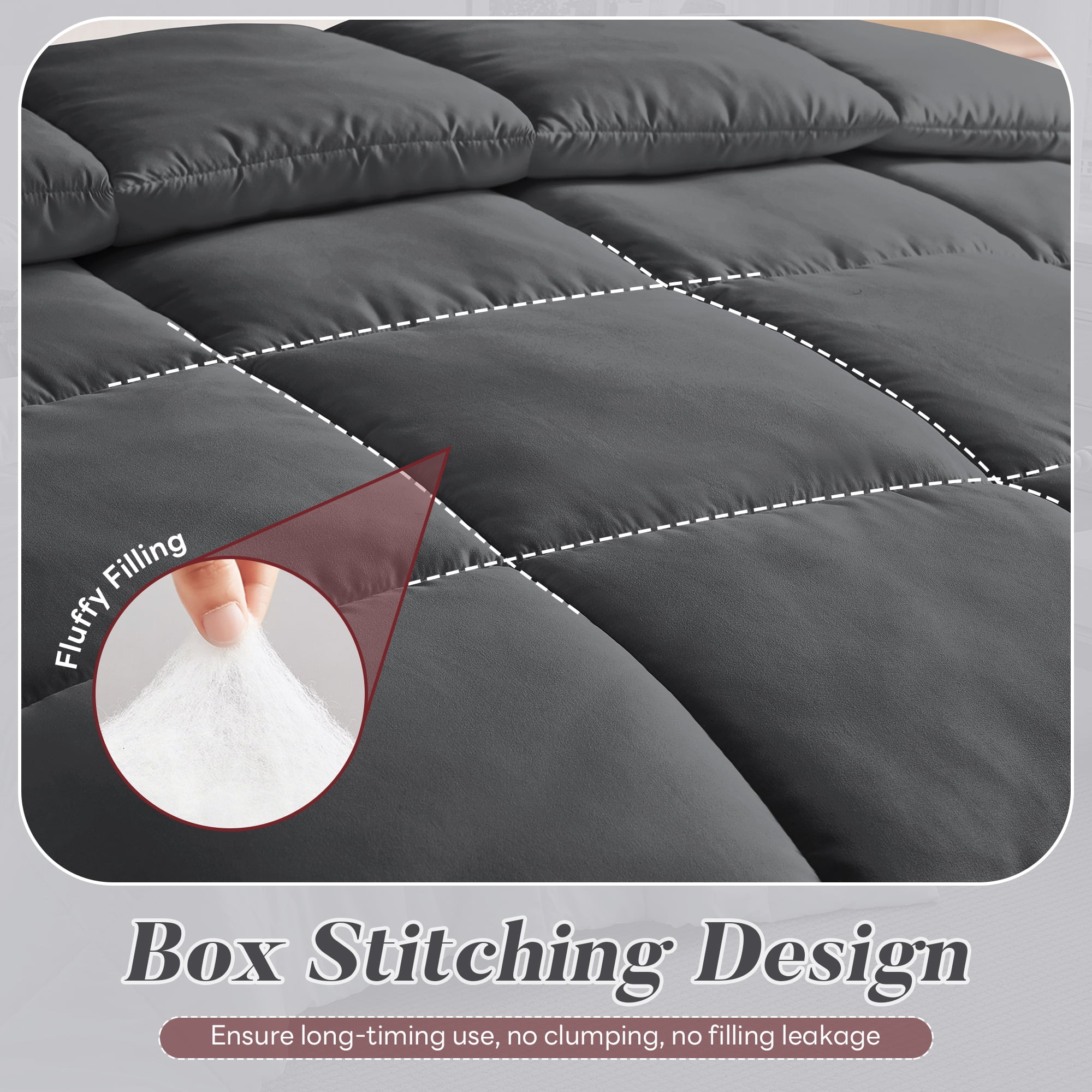 AQUZIN All-Season Quilted Down Alternative Comforter, Breathable Microfiber Duvet Insert with Corner Tabs (Gray, 88 in x 88 in) n2ffi