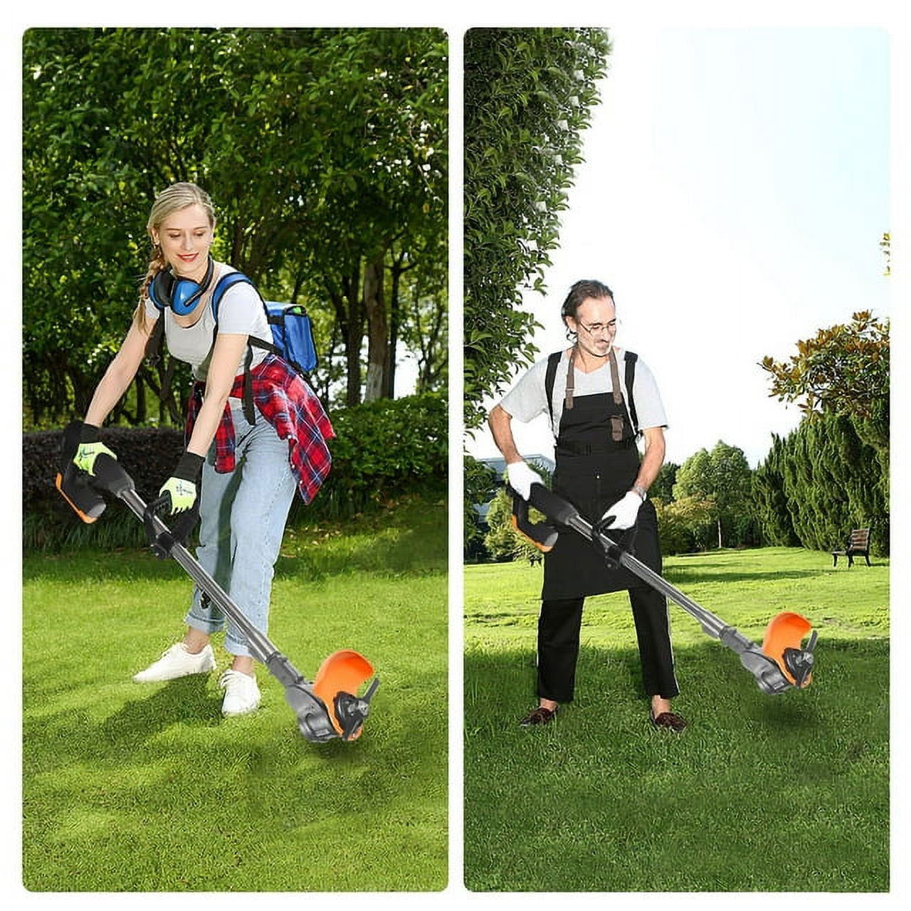 Paddsun Cordless Grass Trimmer Electric Weed Wacker with 2 Batteries and Charger (Black, 11.8 in) 1otj0