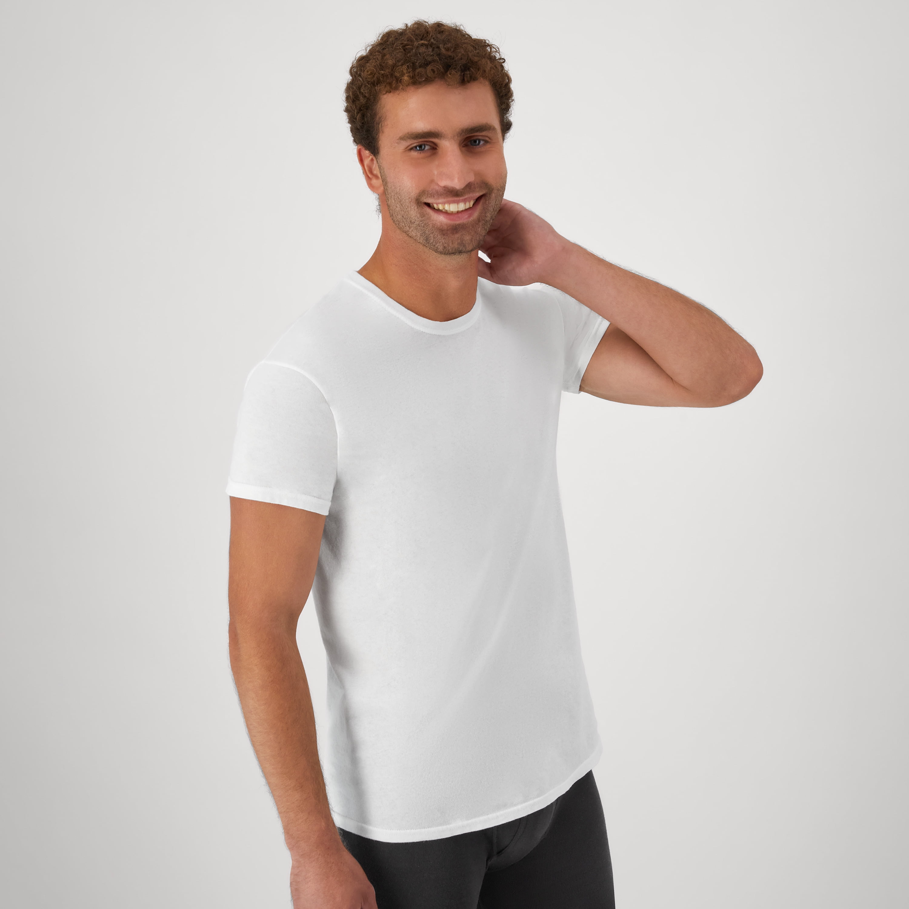 Hanes Men's Crewneck Undershirt Moisture-Wicking T-Shirt (White, L, 3 Pack) 2loan