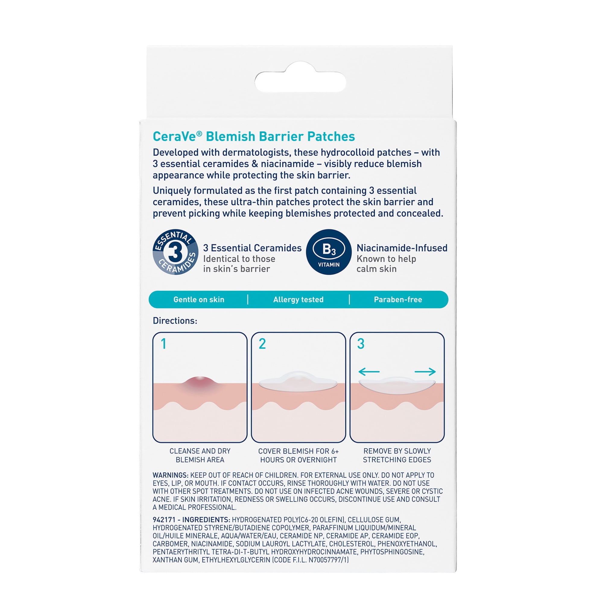 CeraVe Hydrocolloid Pimple Patches for Blemish Control and Skin Barrier Repair (Clear, 24 Count) 1x9yq