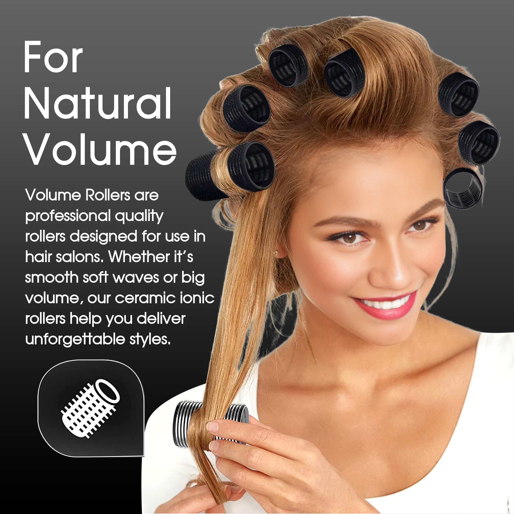 xnicx Self-Grip Ceramic Ionic Hair Roller Set for Salon Blowout Volume (Black, 18-Piece Set) 04pzf