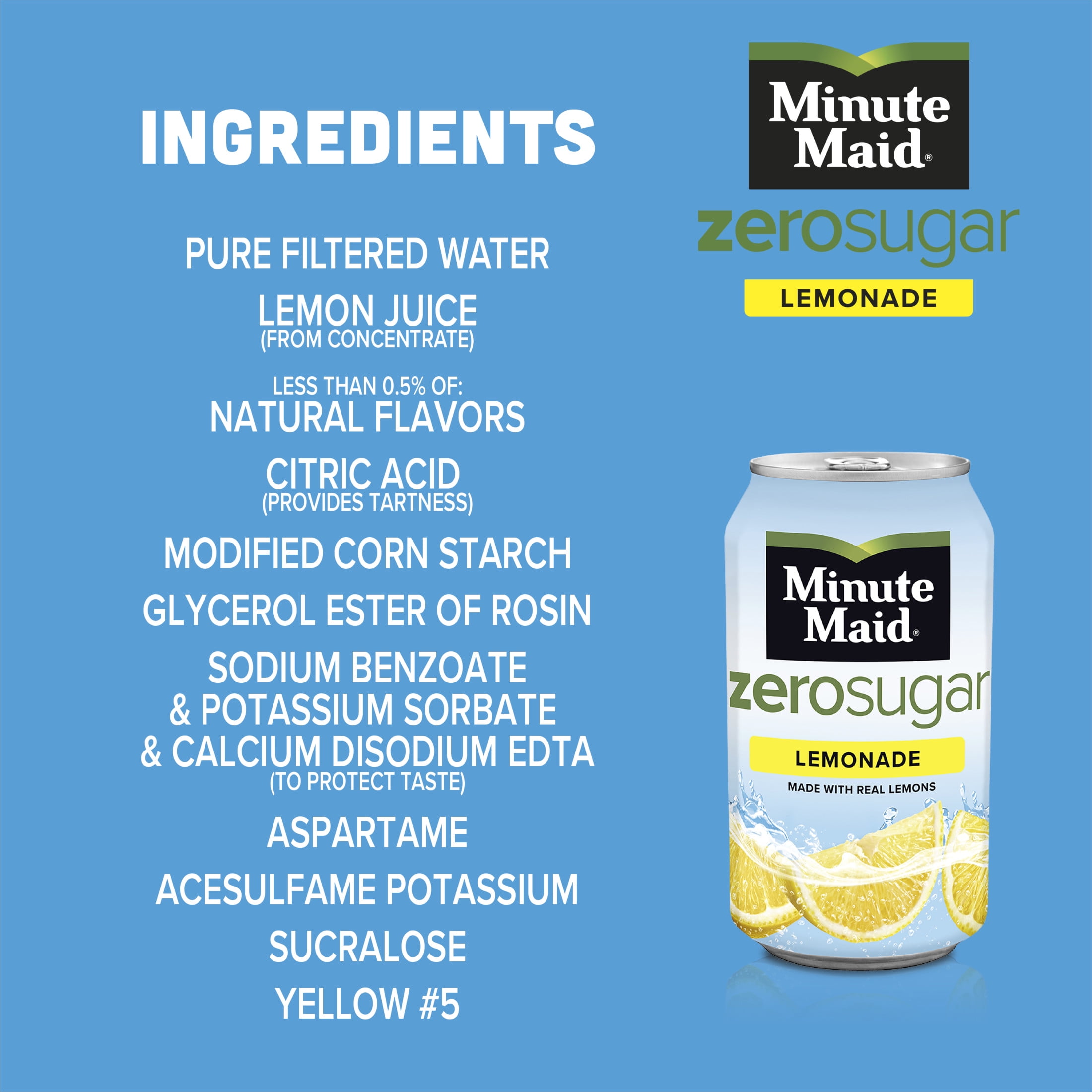 Minute Maid Zero Sugar Lemonade Refreshing Fruit Drink (12 fl oz, 12 Pack) hh0rk