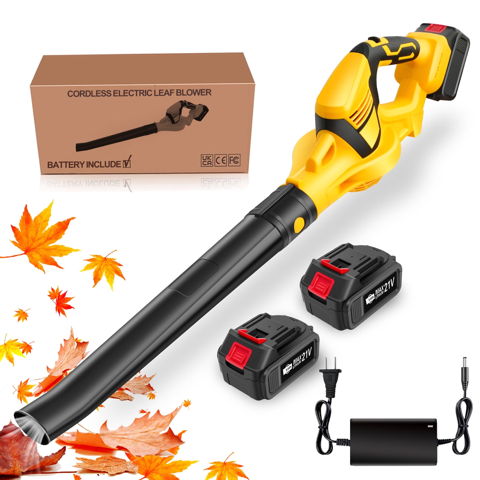 CATGOOD Cordless Leaf Blower, Electric Power Sweeper for Lawn Care and Patio (Yellow, 3.6 lb) 85lp0
