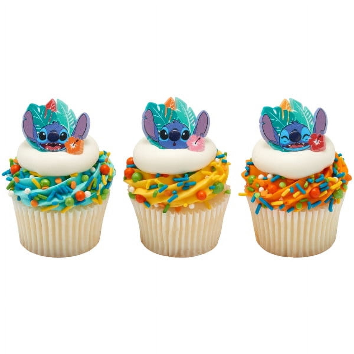 DecoPac Lilo and Stitch Ohana Cupcake Topper Rings and Party Favors (Multi-Color, 24 Count) 2w83g