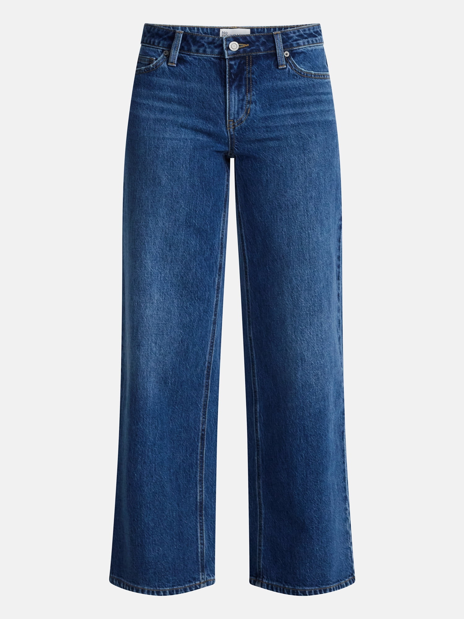 No Boundaries Women's Mid-Rise Baggy Jeans Relaxed Fit Wide Leg Denim (Grey, Size 4) 8q1ch