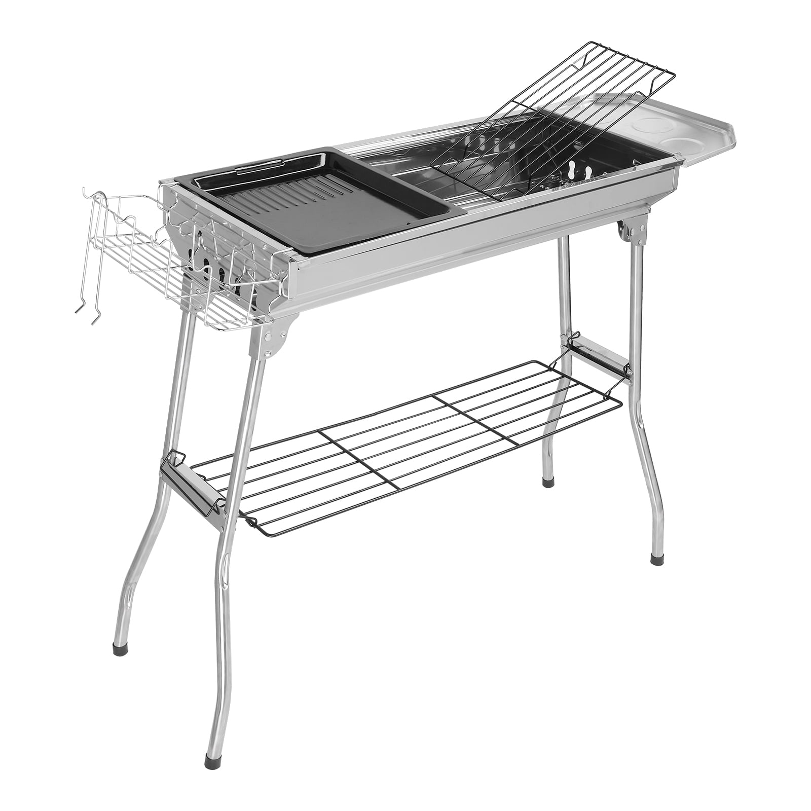 UBesGoo Portable Charcoal BBQ Grill, Heavy-Duty Stainless Steel Foldable Camping Grill (Silver, 39 in) t4a4c