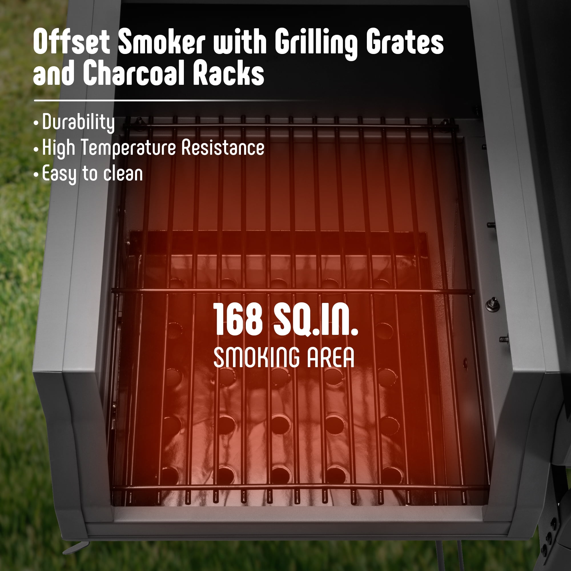 Feasto 30-Inch Charcoal Grill with Offset Smoker and Side Table (Black, 832 Sq. In. Cooking Space) q45gv