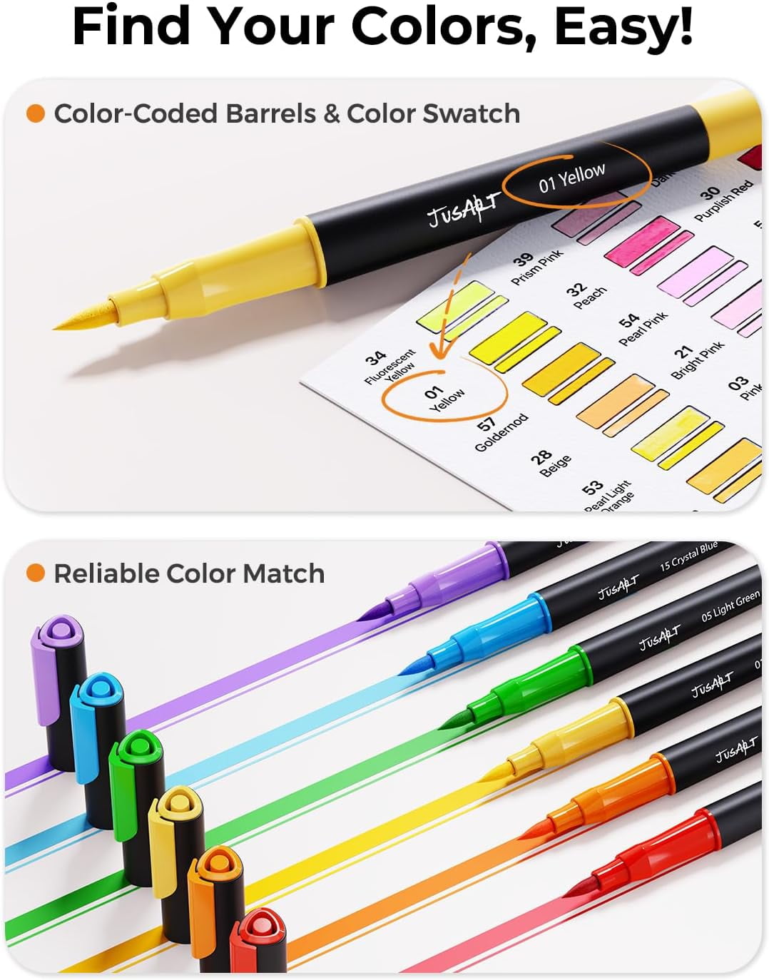 JusArt Dual Tip Art Markers Set, Professional Water-Based Drawing Pens for Adult Coloring (60 Colors, 60 Count) cux54