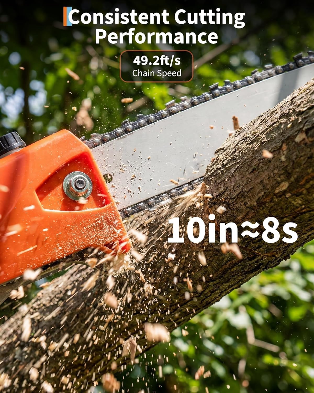 Boupower Gas Powered Pole Saw for Tree Trimming (Orange, 6.9 ft to 9.5 ft) yq3uz