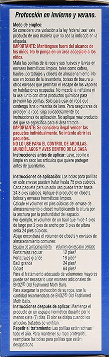 Enoz Old Fashioned Moth Balls, Naphthalene Clothes Moth Killer (3 Packets, 24 oz) 4ohot