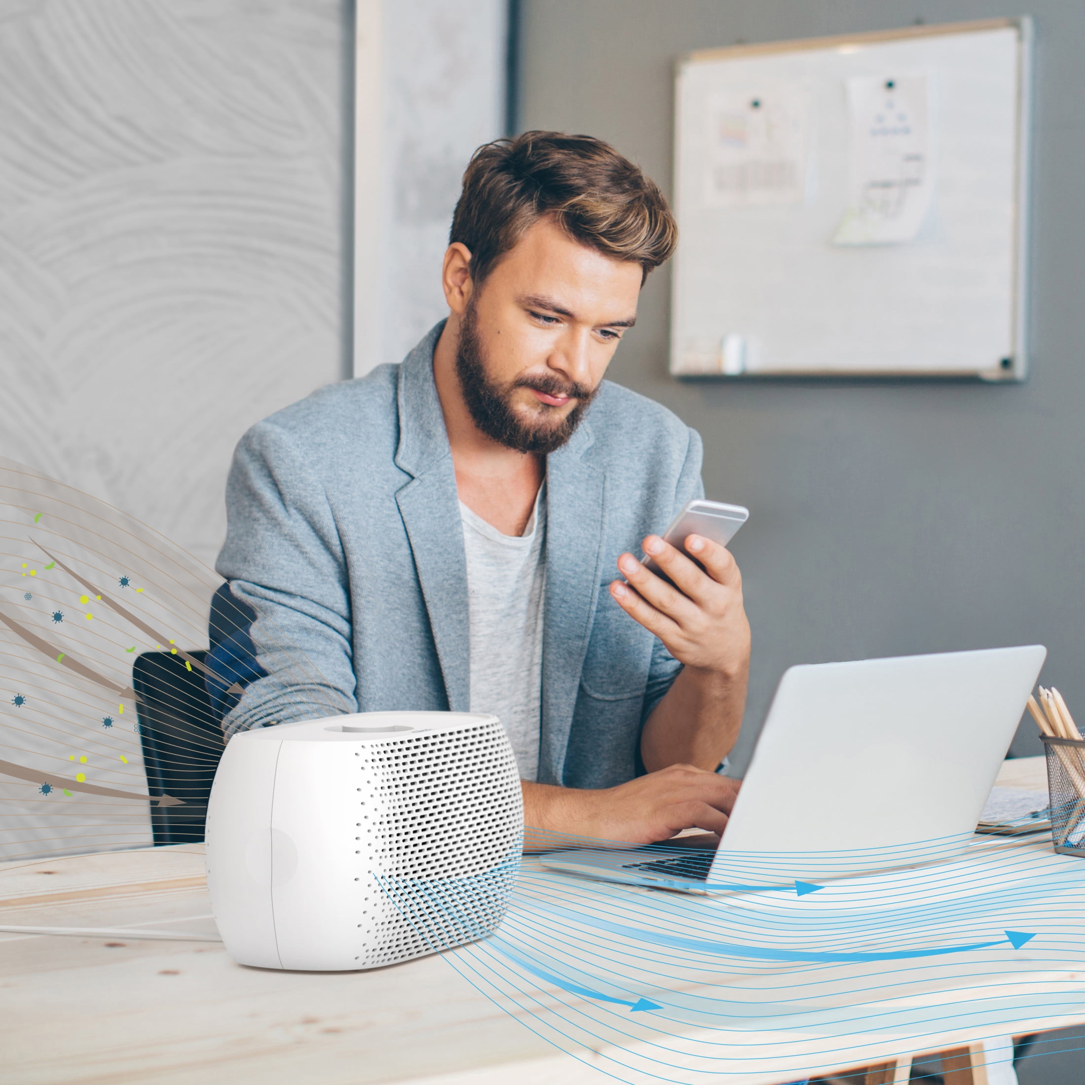 Pure Enrichment PureZone Breeze Tabletop Air Purifier with True HEPA Filter (White, 1 Unit) 59bqs