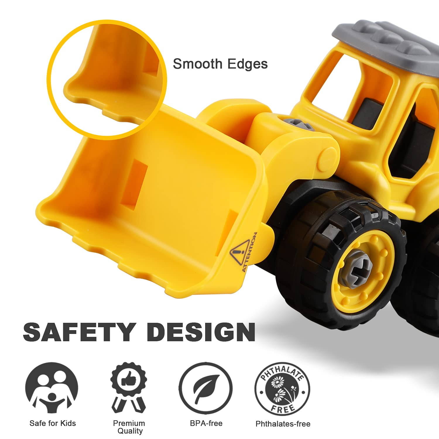 Toy Life Construction Vehicle Building Set, STEM Educational Toy for Kids (Yellow, 3 Count) ph9bv