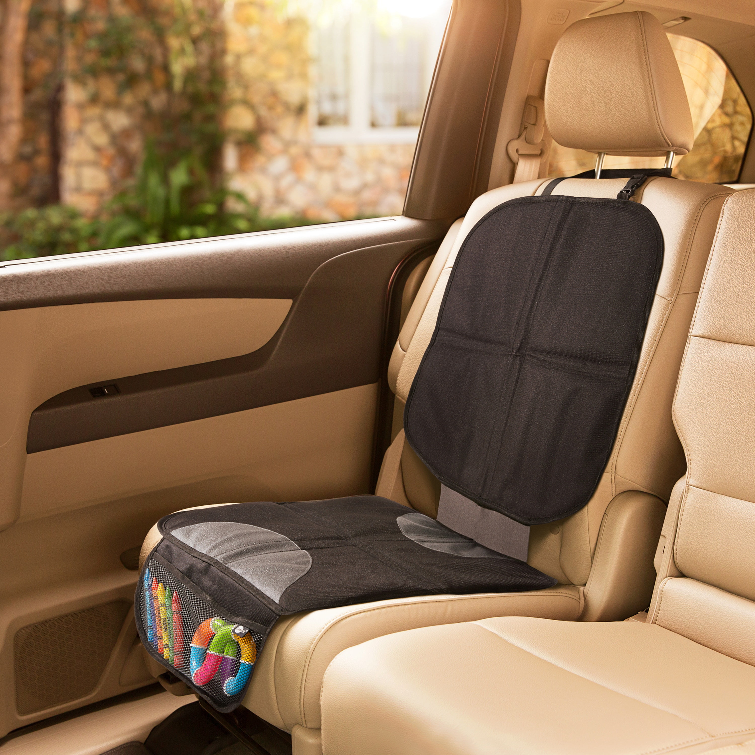 SafeFit Complete Toddler Car Seat Protector (Black, 18 in x 48 in) a0y9u