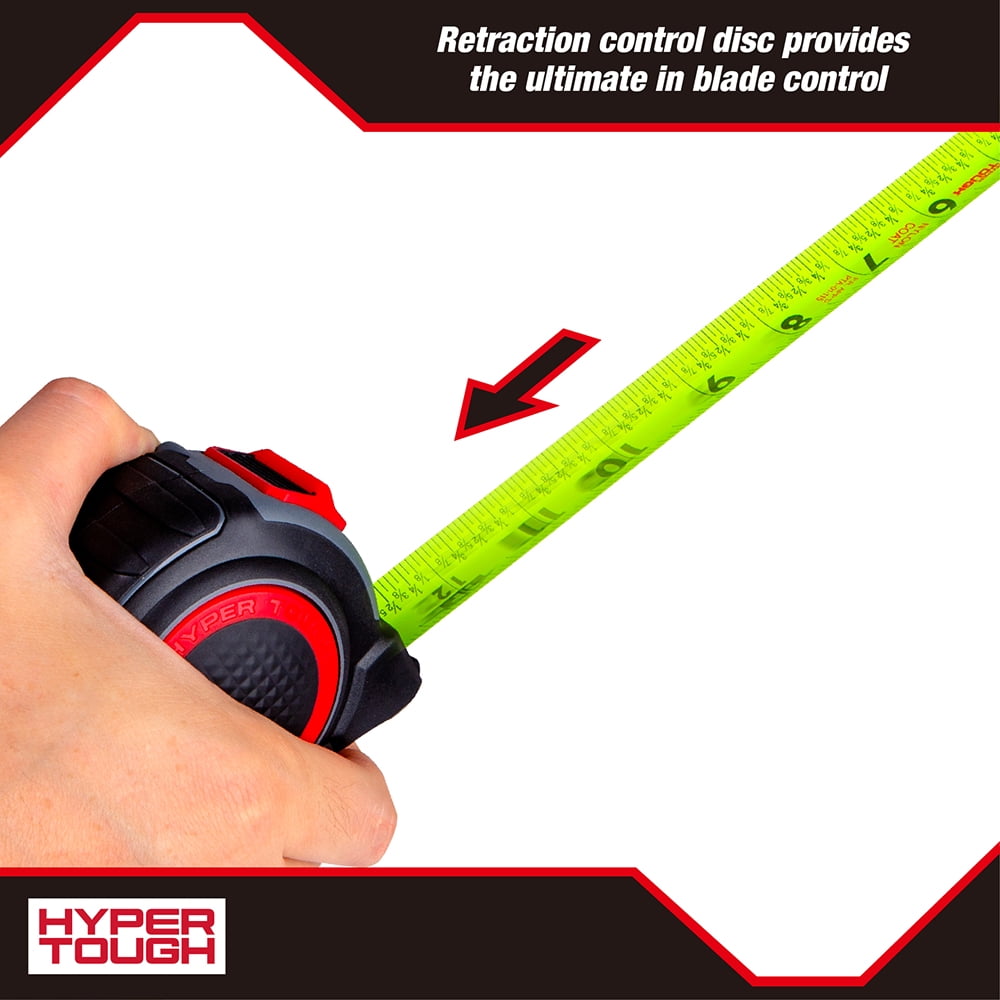 Hyper Tough True Control Tape Measure with High-Visibility Blade (Grey, 25 ft) wrgwi