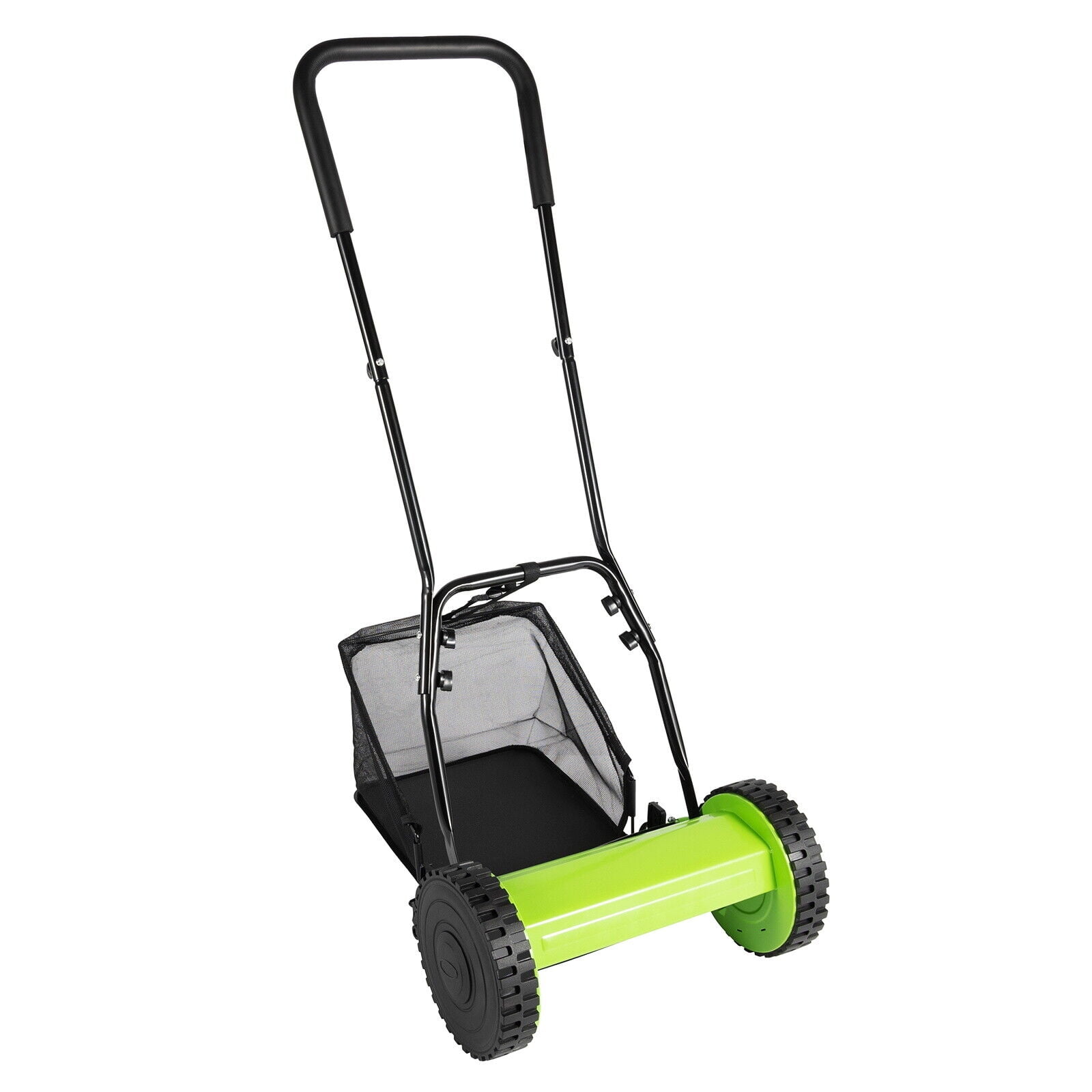 Generic Hand Push Reel Lawn Mower with Grass Catcher and Adjustable Cutting Height (Green, 12 in) alwo9