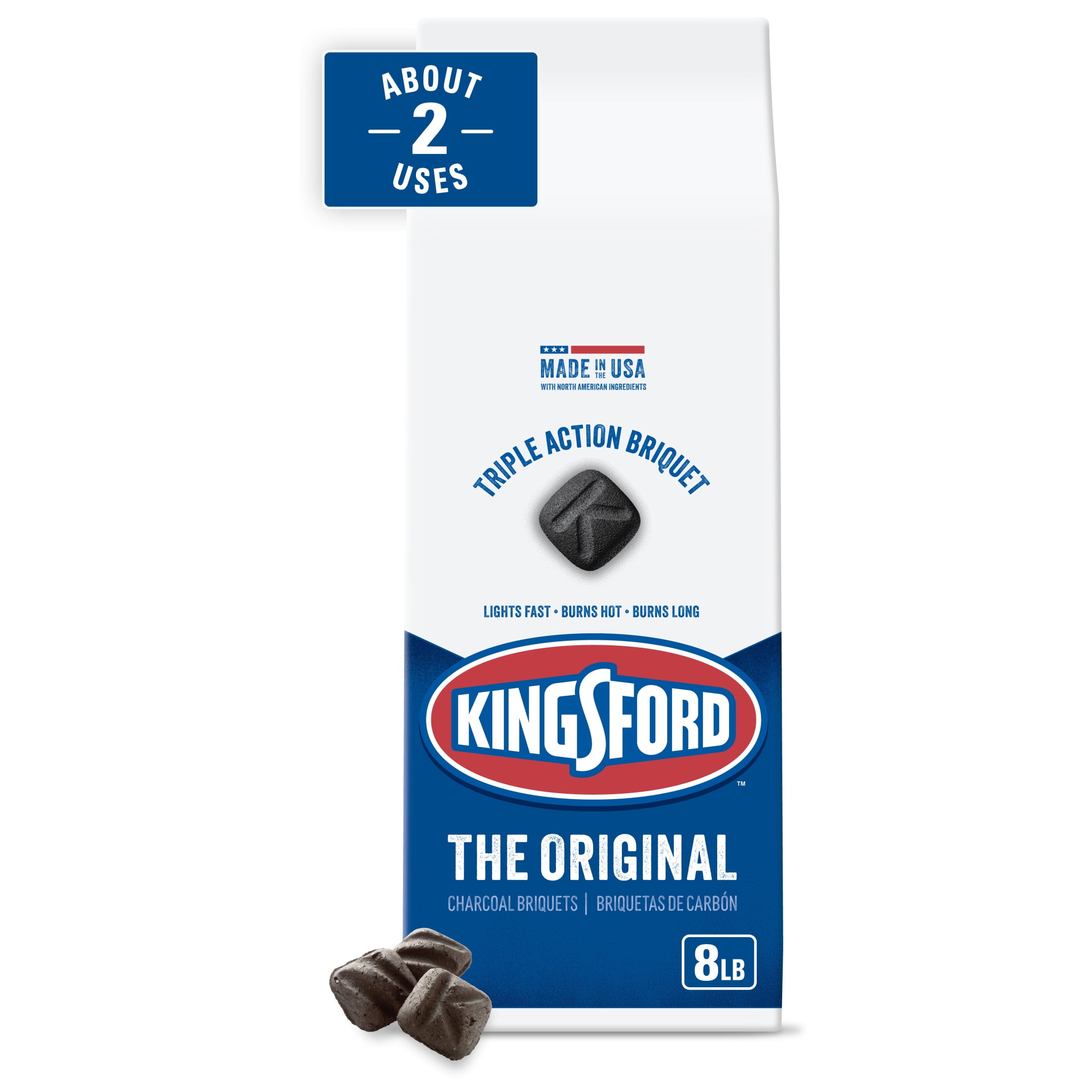 Kingsford Original Charcoal Briquettes for Outdoor Grilling (3 Pack, 24 lb Total) qu4qy