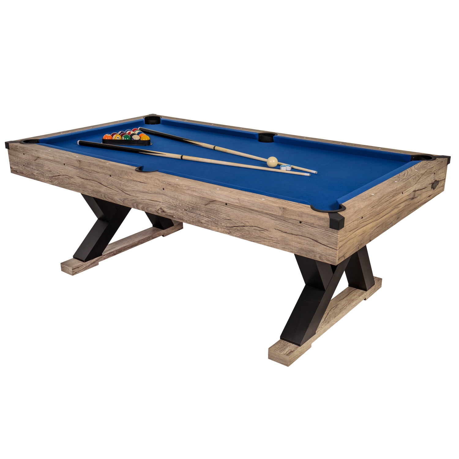 American Legend Kirkwood 84 in Billiard Table with Rustic Blond Finish and Royal Blue Cloth (84 in) kfsxd