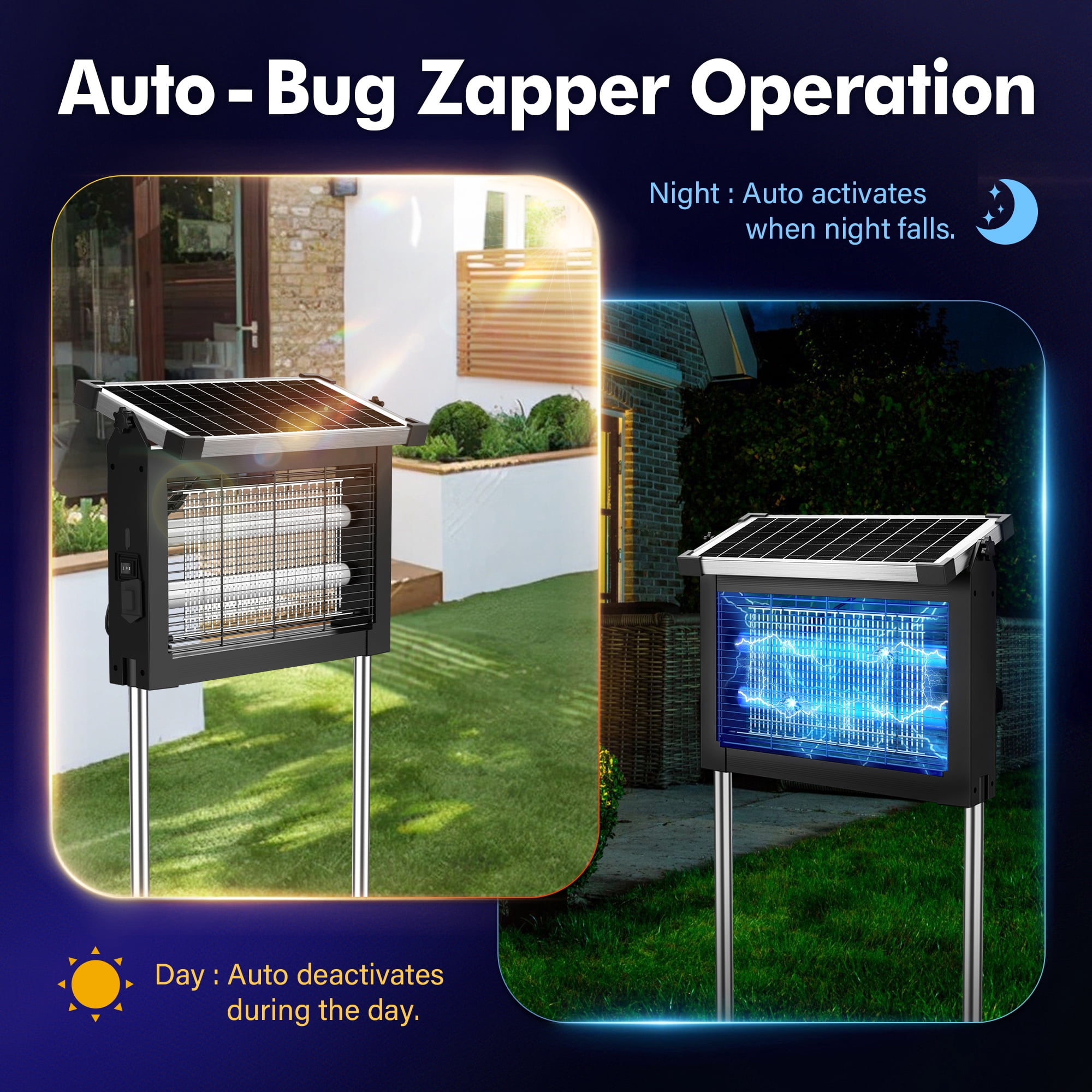 REPPISS Solar Bug Zapper Outdoor, Waterproof Mosquito & Fly Killer Lamp for Garden and Patio (1 Acre Coverage) cyn8r