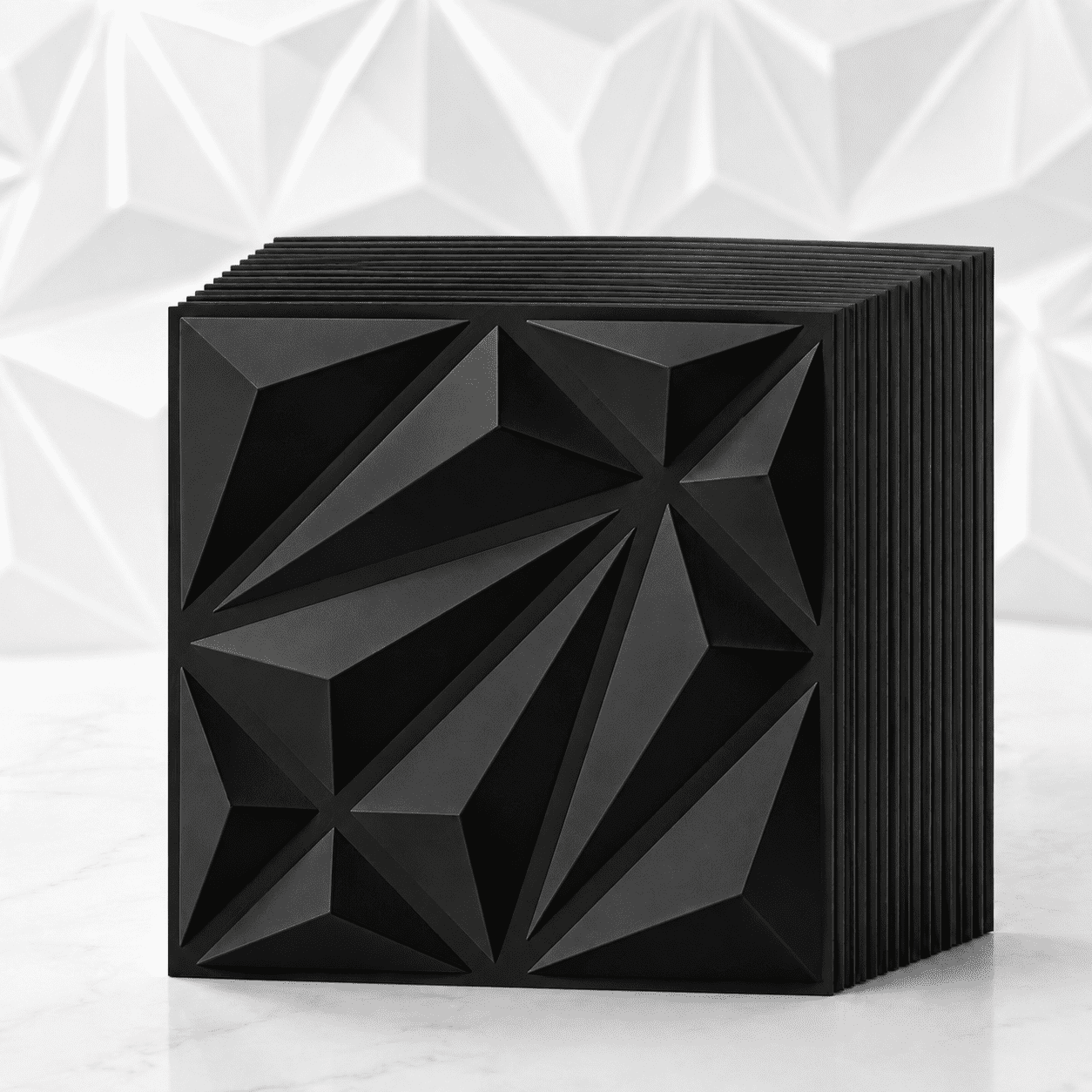Yeslife 3D Diamond Pattern PVC Wall Panels for Interior Home Decor (Black, 33-Pack, 11.8 in x 11.8 in) lqj1k