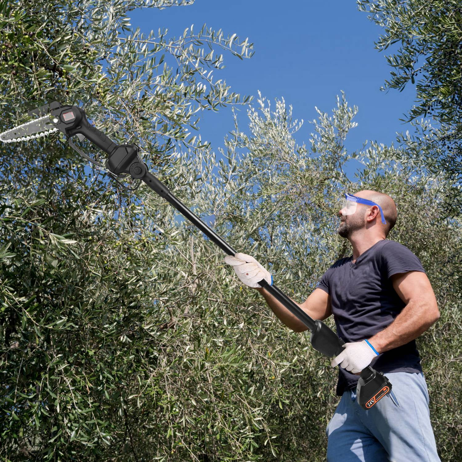 iMounTEK 2-in-1 Cordless Pole Saw and Mini Chainsaw, Adjustable Reach for Tree Trimming (Black, 71.3 in) s2zc6