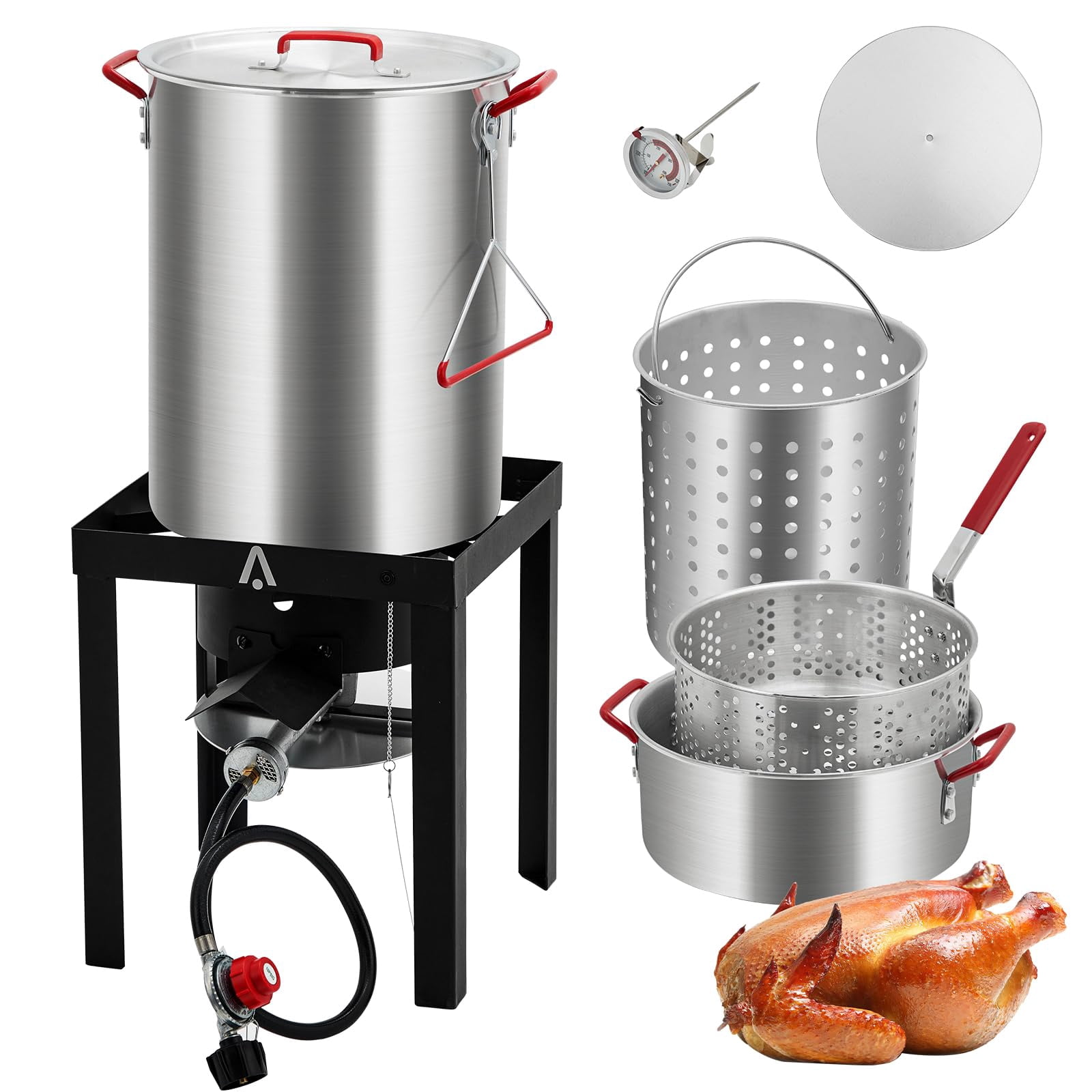 Broadfashion Outdoor Propane Turkey Fryer and Fish Fryer Combo Set (30 Qt and 10 Qt) oicpk
