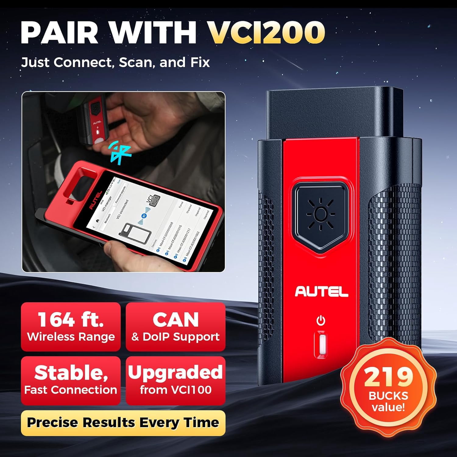 Autel MaxiIM KM100E Key Fob Programming Tool and Immobilizer Diagnostic Scanner (Black Red, 5.5 in Screen) 0v82w