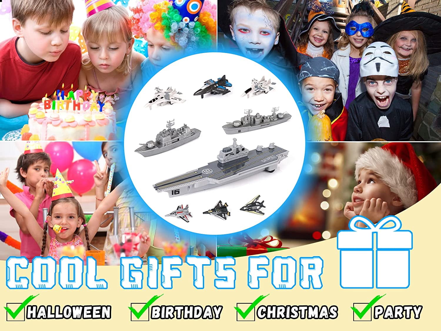 TYMZDYN Military Aircraft Carrier Playset with Fighter Jets and Battleships (9 Piece Set) 9rp12