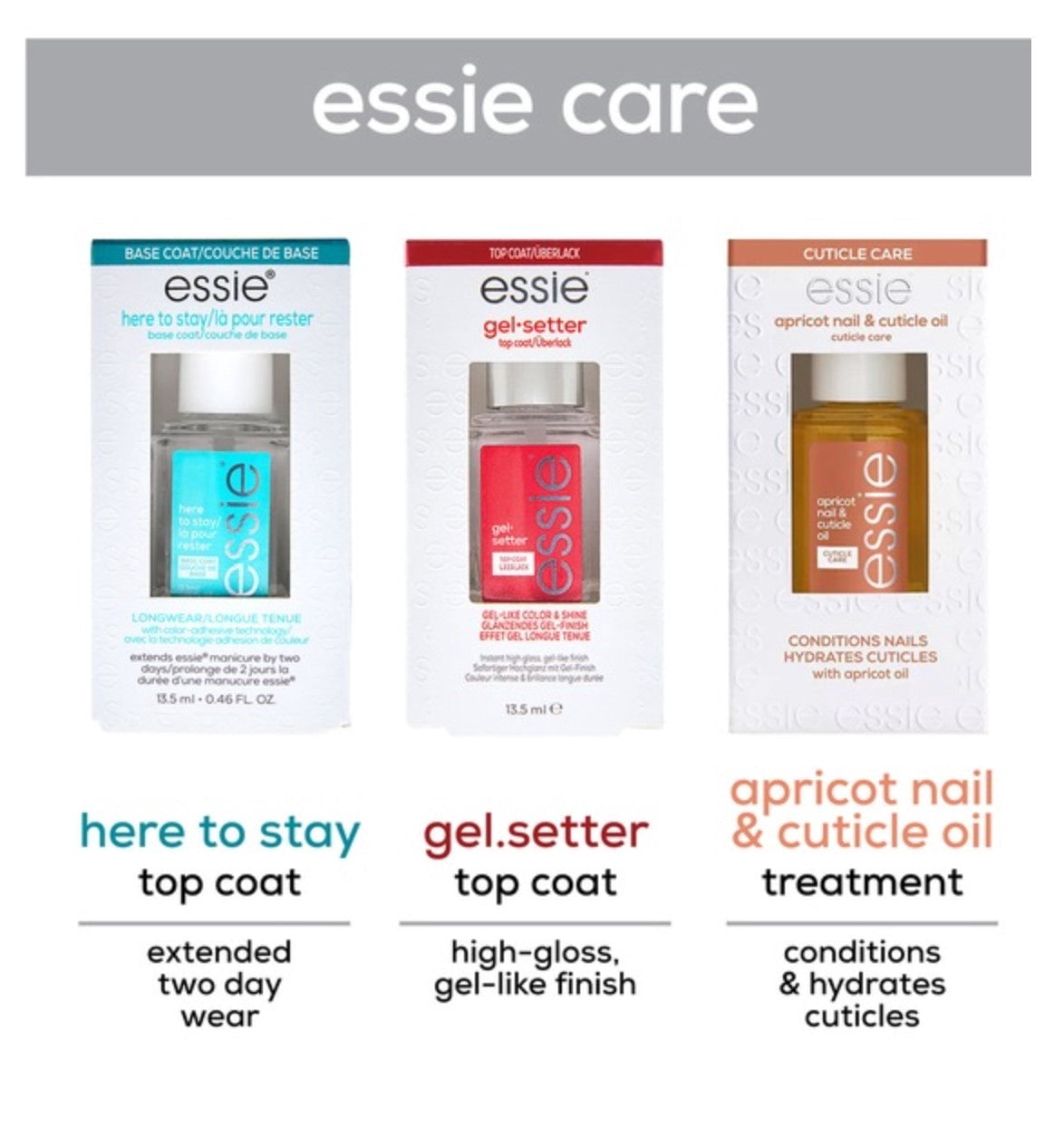essie 3 Piece Mini Nail Care Essentials Starter Kit (Clear, 0.45 fl oz) odxpd