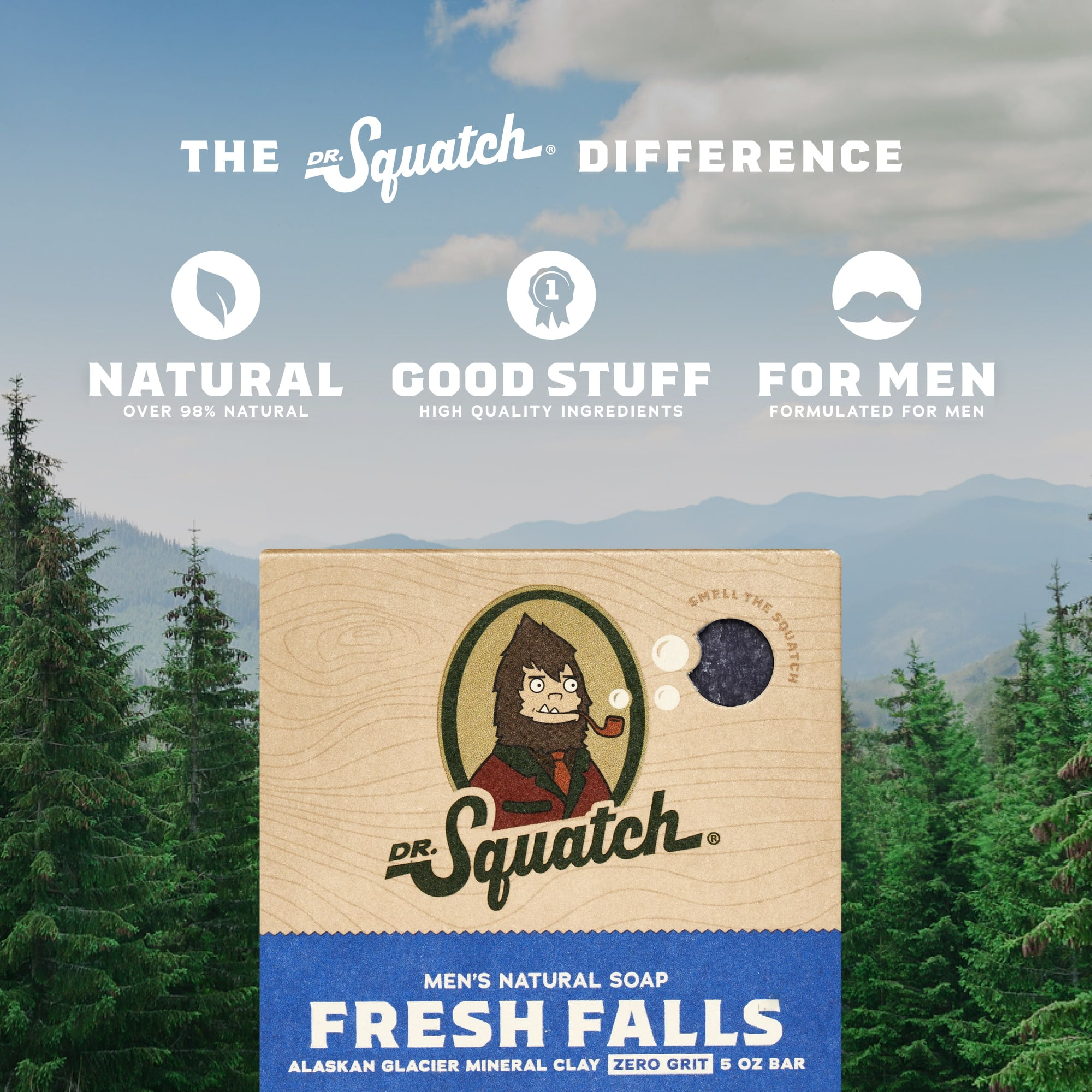 Dr. Squatch Men's Natural Bar Soap, Fresh Falls Scent, Cold Processed (Blue, 5 oz) qeset
