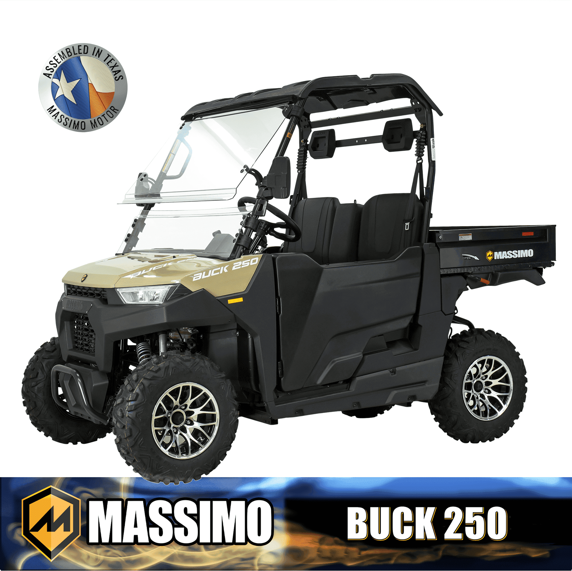 Massimo Buck 250 Side by Side UTV with Dumping Cargo Bed (Quicksand, 177cc) 5tcc7