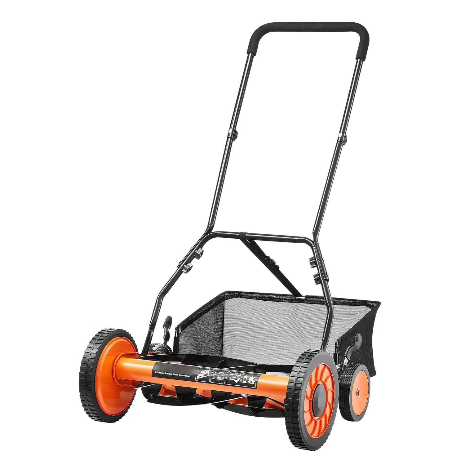 Generic Push Reel Lawn Mower, 5-Blade Manual Walk-Behind Mower with Grass Catcher Bag (Green, 18 in) w1hda
