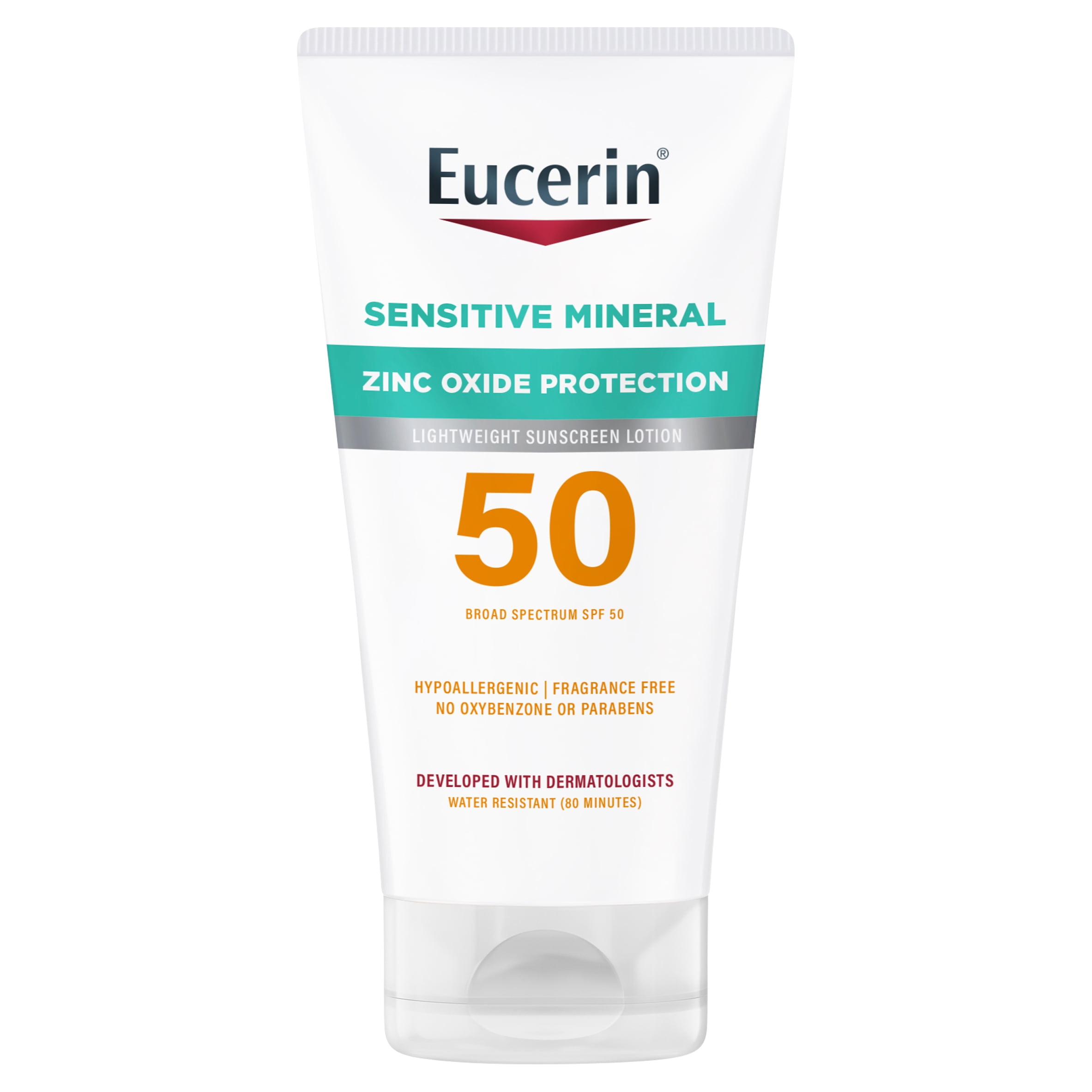 Eucerin Sun Sensitive Mineral Sunscreen Lotion SPF 50 Broad Spectrum Protection (White, 4 fl oz) t18ex
