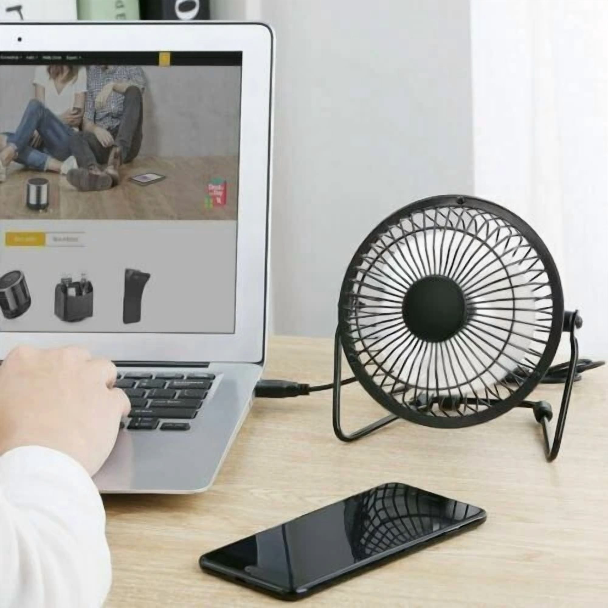 Rhea Portable USB Desk Fan Metal Personal Cooling Fan (Silver, 4 in) ycbar