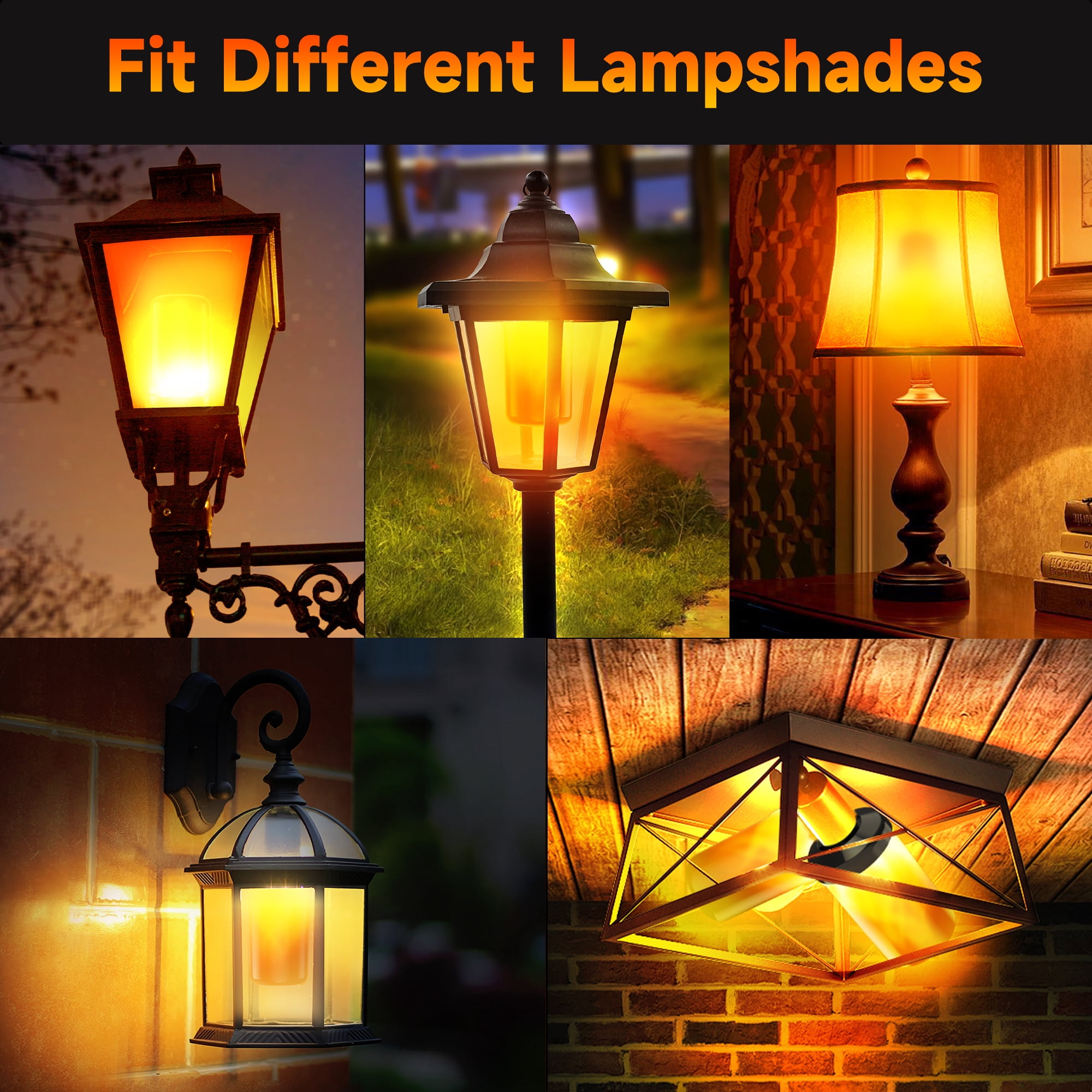 DAYBETTER LED Flame Light Bulbs, 4 Modes Flickering Fire Effect, E26 Base for Indoor and Outdoor Decor (Warm White, 2 Pack) r9kl3