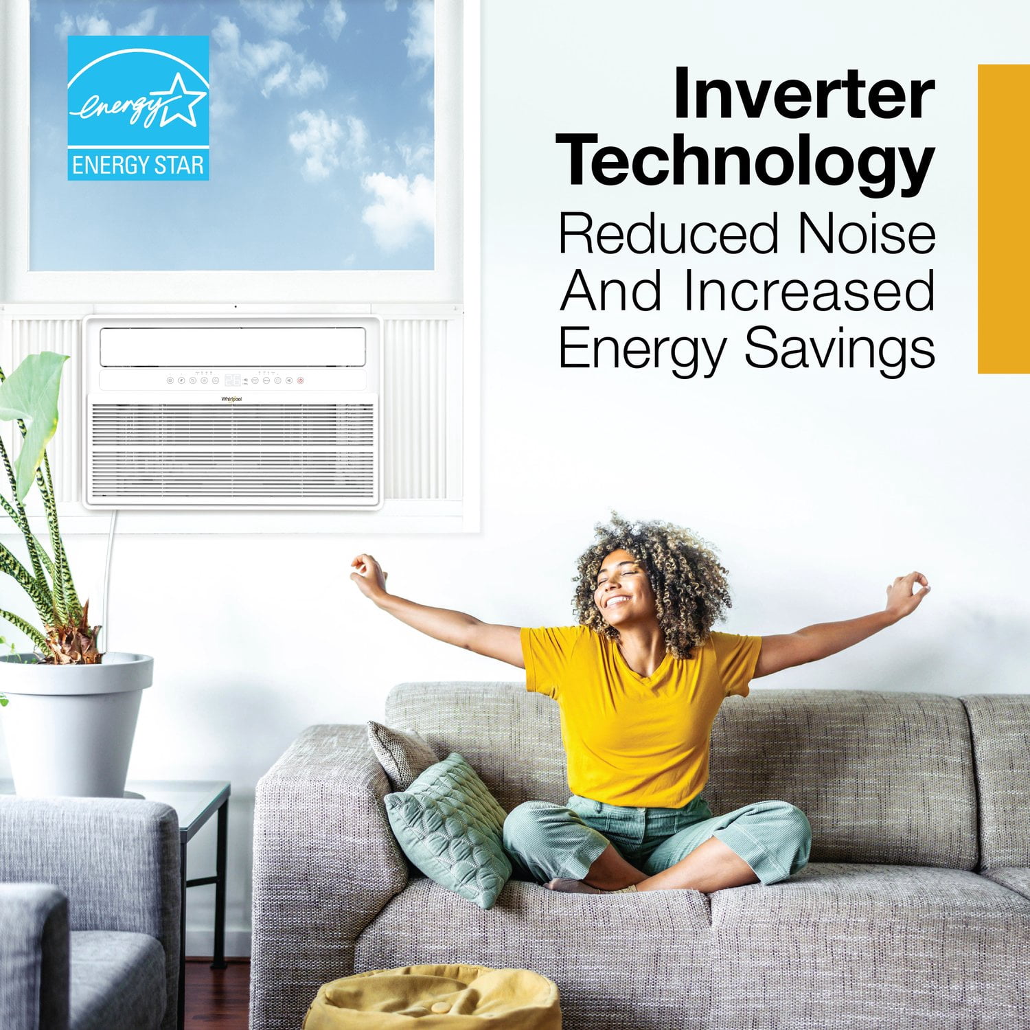 Whirlpool 18,000 BTU Window Mounted Inverter Air Conditioner with Remote Control (White, 1000 sq ft) hydmn