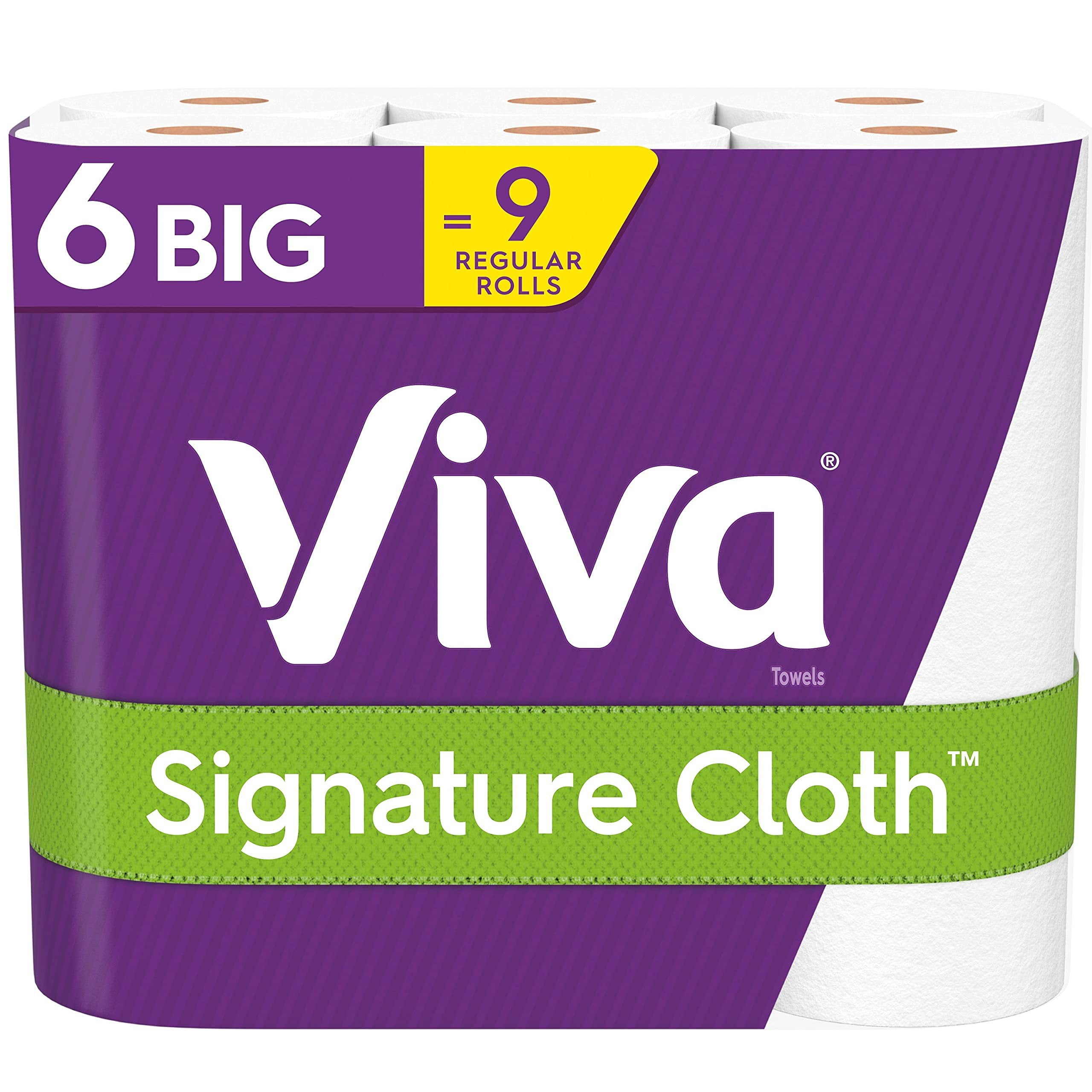 Viva Signature Cloth Paper Towels, Choose-A-Sheet, Durable Absorbent Kitchen Cleaning (White, 6 Big Rolls) nh607