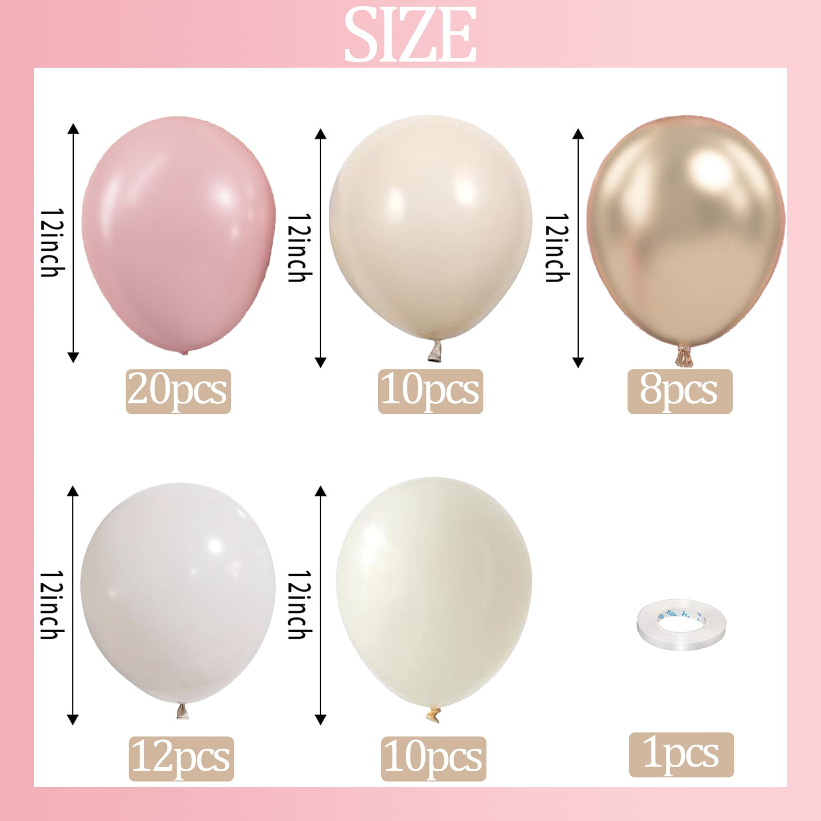 Qiameng Dusty Pink and Beige Balloon Arch Kit, Boho Party Decorations for Wedding and Birthday (Multicolor, 60 Pack, 12 in) odsht