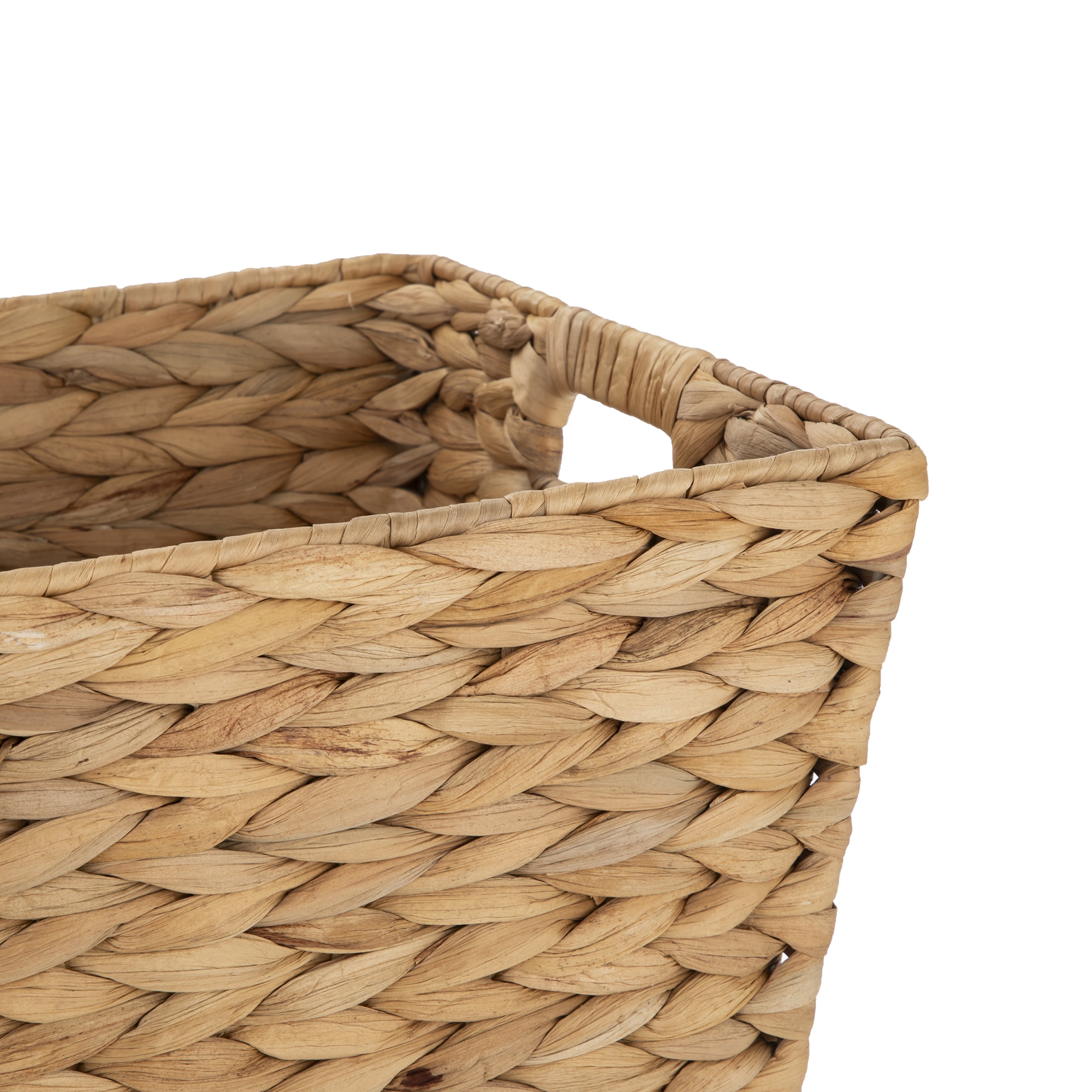 Better Homes & Gardens Large Water Hyacinth Decorative Storage Basket with Handles (White, 6 Pack, 14.25 in x 11.25 in x 8.5 in) rv2cy