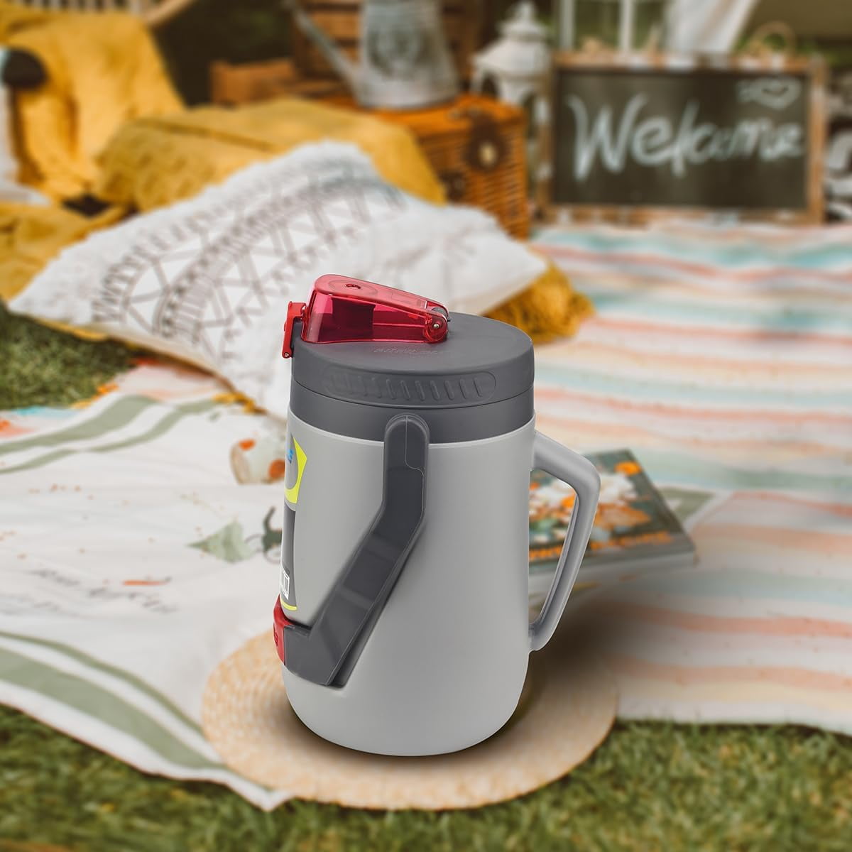 Pinnacle Thermoware Insulated Water Jug with Spout, Double Wall Foam Insulation, Leak-Proof Flip Lid (Red, 85 oz) mveff