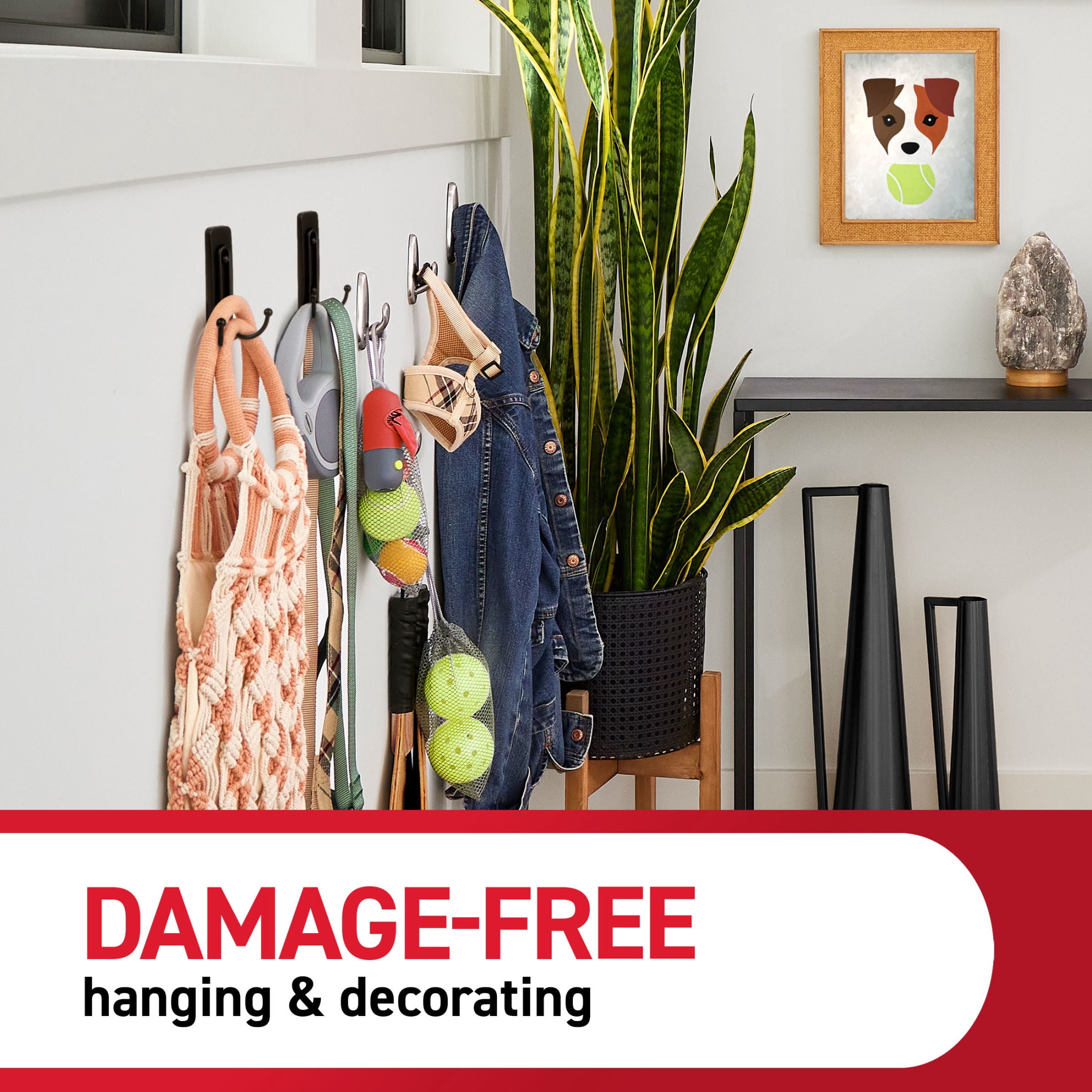 Command Large Double Wall Hooks, Damage-Free Adhesive Hanging for Home and Office (Black, 2 Hooks) f1du7