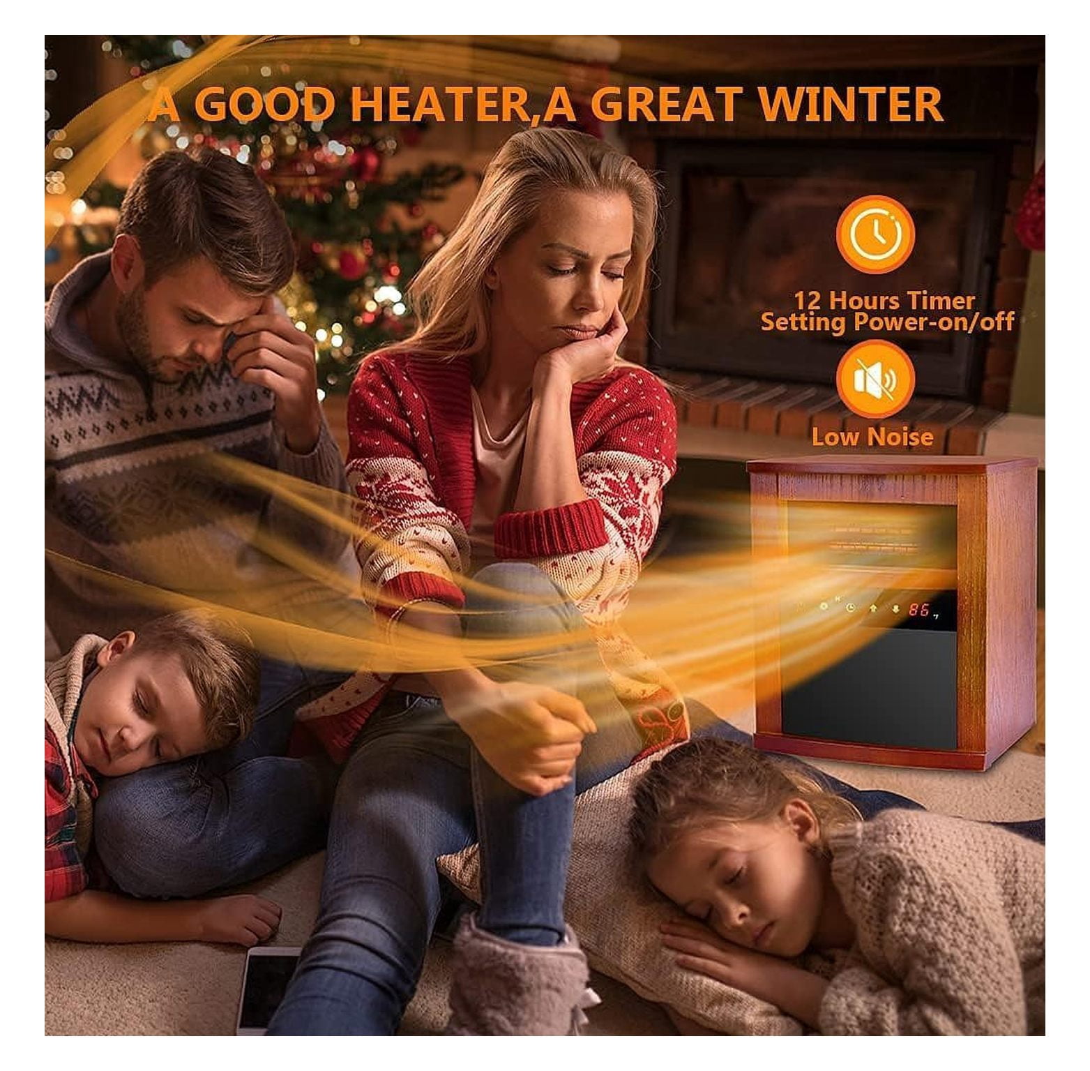 HHZFWAL Electric Space Heater, 1500W Infrared Portable Room Heater with Thermostat and Remote Control (Wood Grain, 1 Unit) baemy