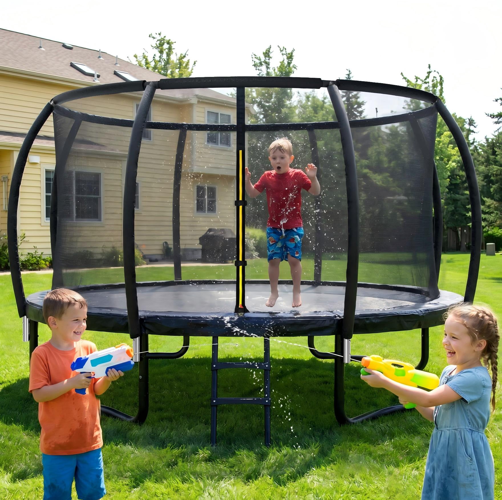 Forgemus Recreational Outdoor Trampoline with Enclosure Net and Ladder (12 ft) 7r62m
