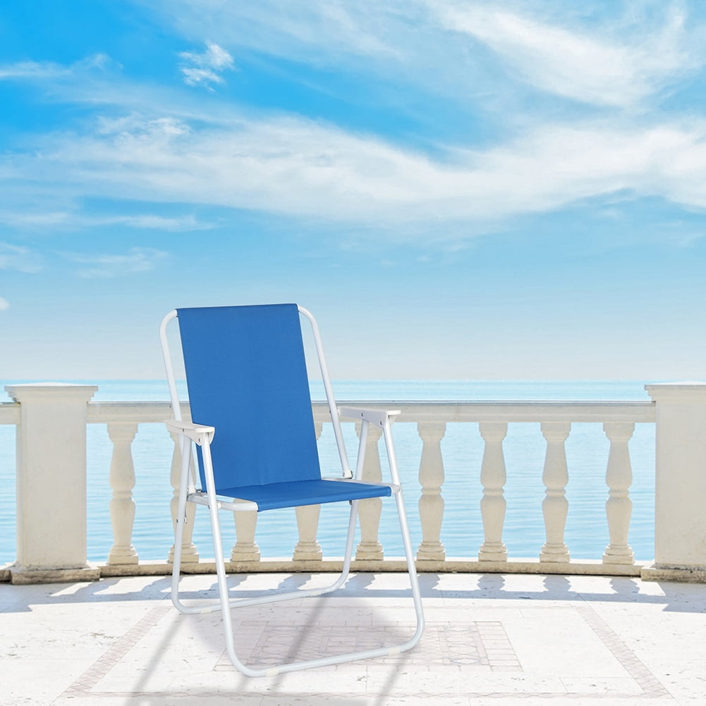 Canddidliike Folding Beach Chair, Portable Outdoor Camping Seat with Oxford Cloth and Iron Frame (Blue) irbut