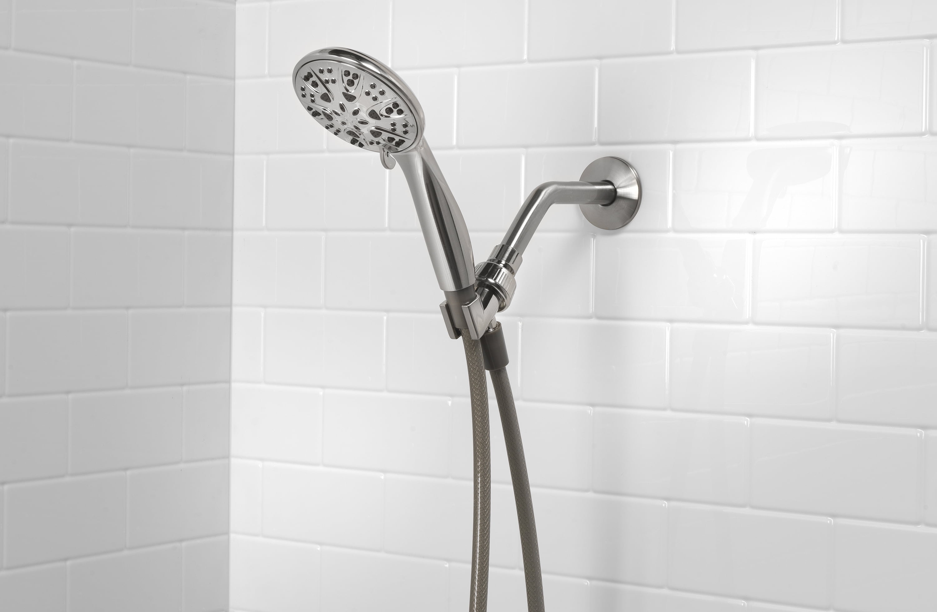 Mainstays 5-Spray Handheld Shower Head with 60 in. Hose (Brushed Nickel, 1.8 GPM) w4blf