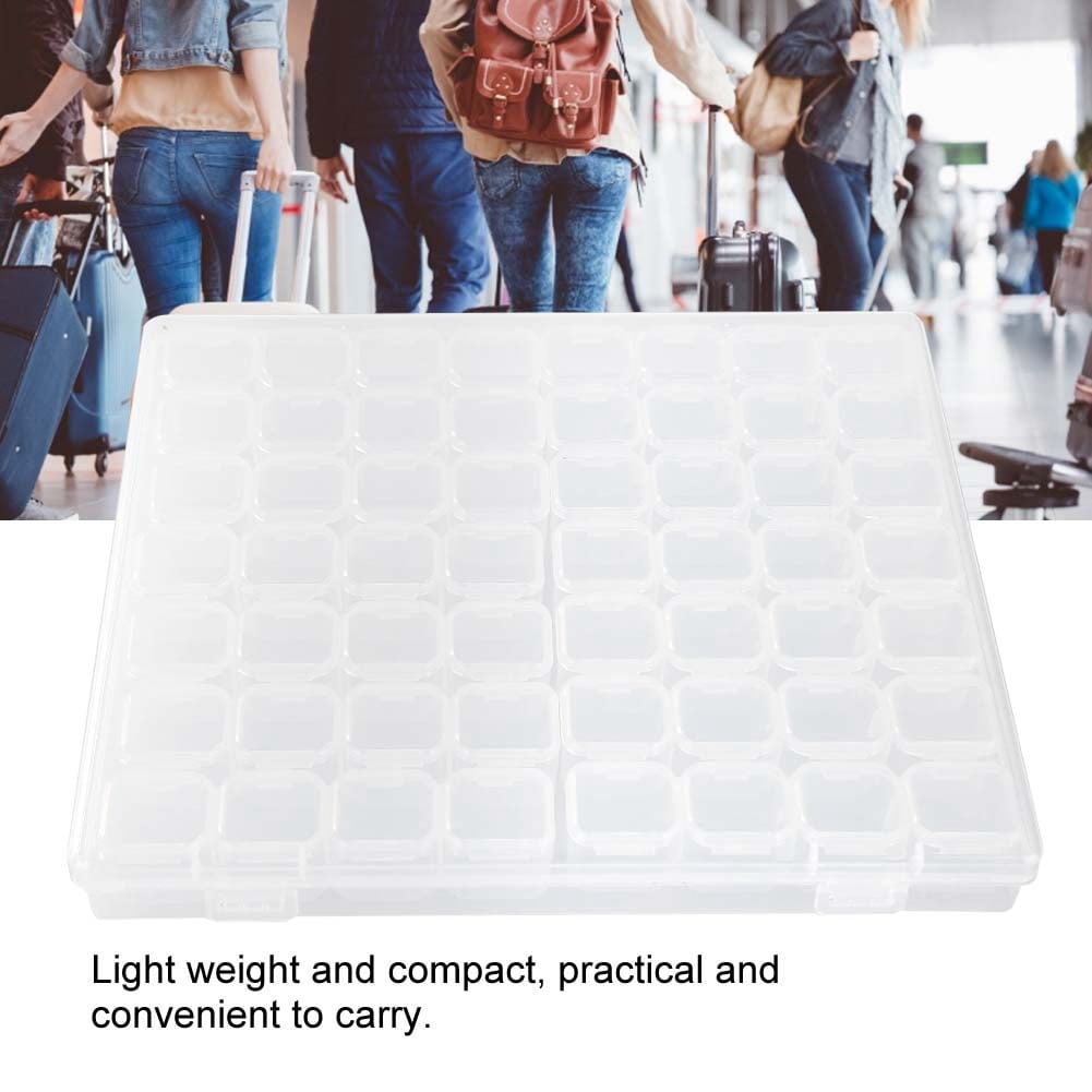 LIYJTK 56 Slot Diamond Painting Storage Container, Adjustable Plastic Bead Organizer for Nail Art and Craft Supplies (Clear, 56 Slots) ybaud