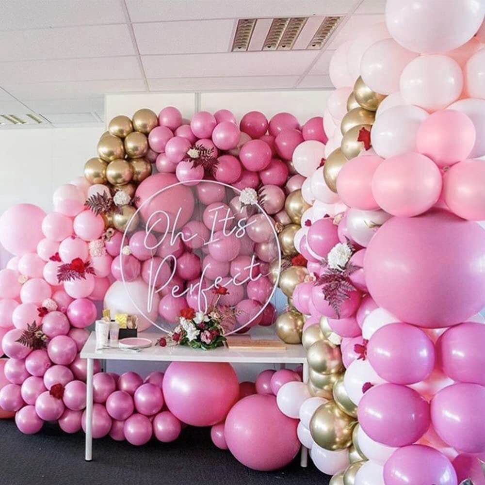 MMTX Pink Balloon Garland Arch Kit with Confetti and Rose Gold 4D Balloons for Party Decorations (86 Piece Set) en75q